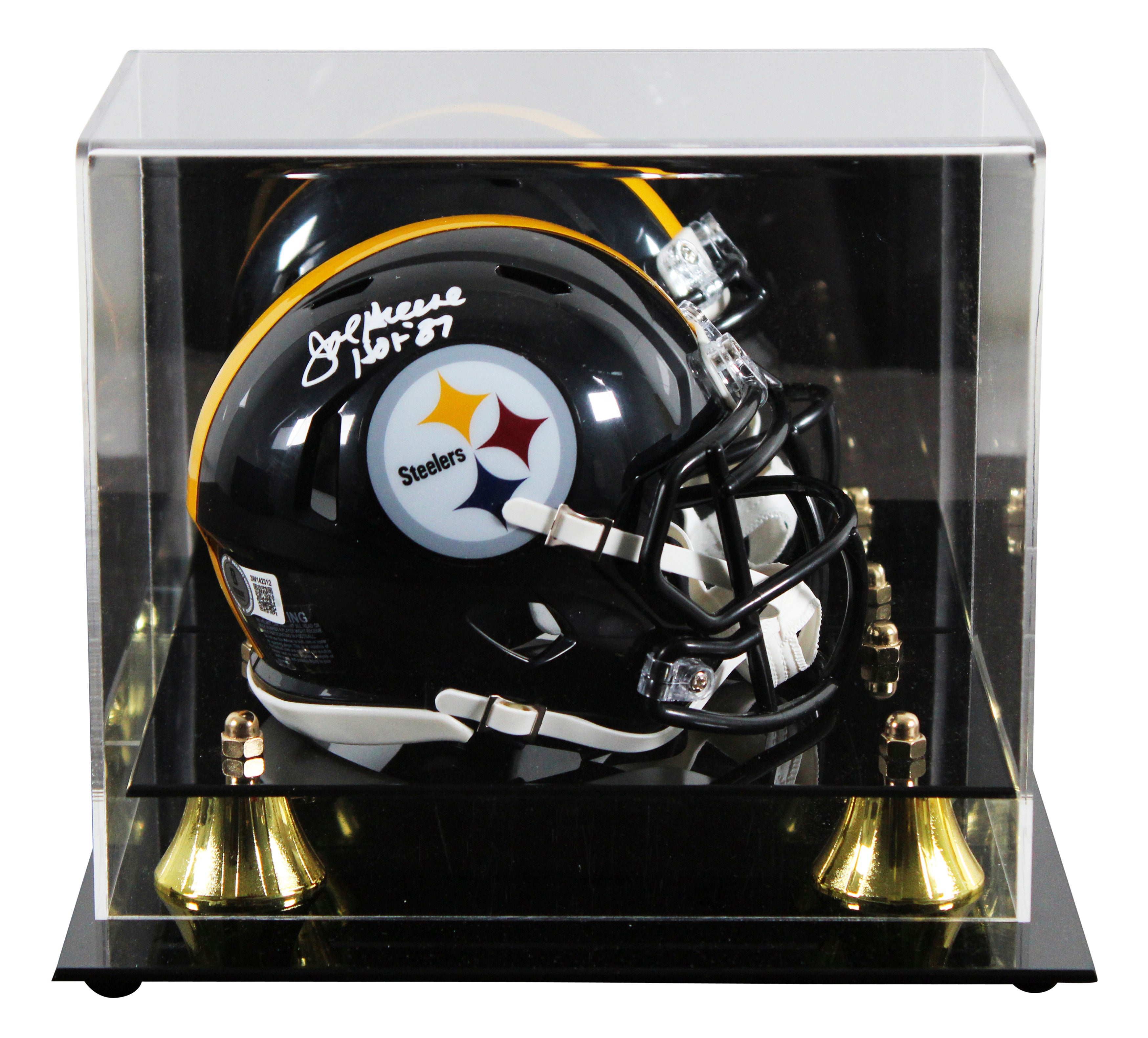 Steelers Joe Greene "HOF 87" Signed Speed Mini Helmet W/ Case BAS Witnessed