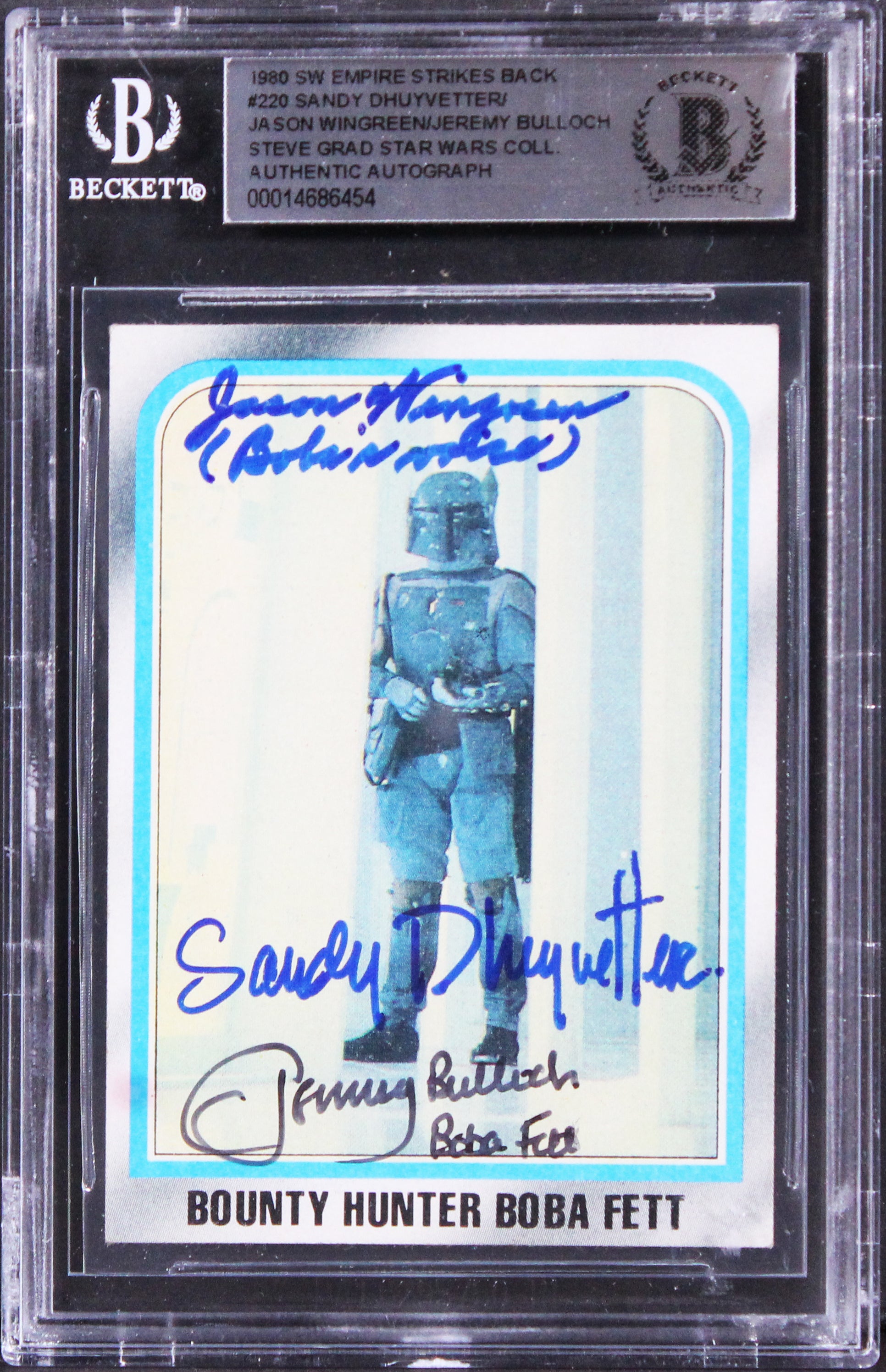 Star Wars (3) Jeremy Bulloch, Wingreen +1 Signed 1980 ESB #220 Card BAS Slabbed