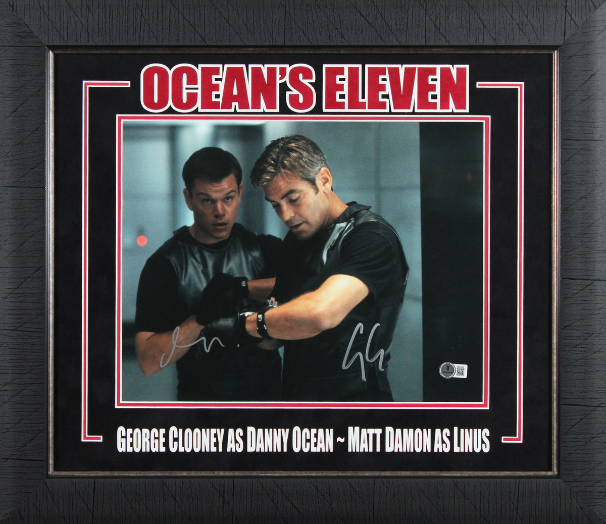 George Clooney & Matt Damon Ocean's 11 Signed 11x14 Framed Photo BAS #BR63465