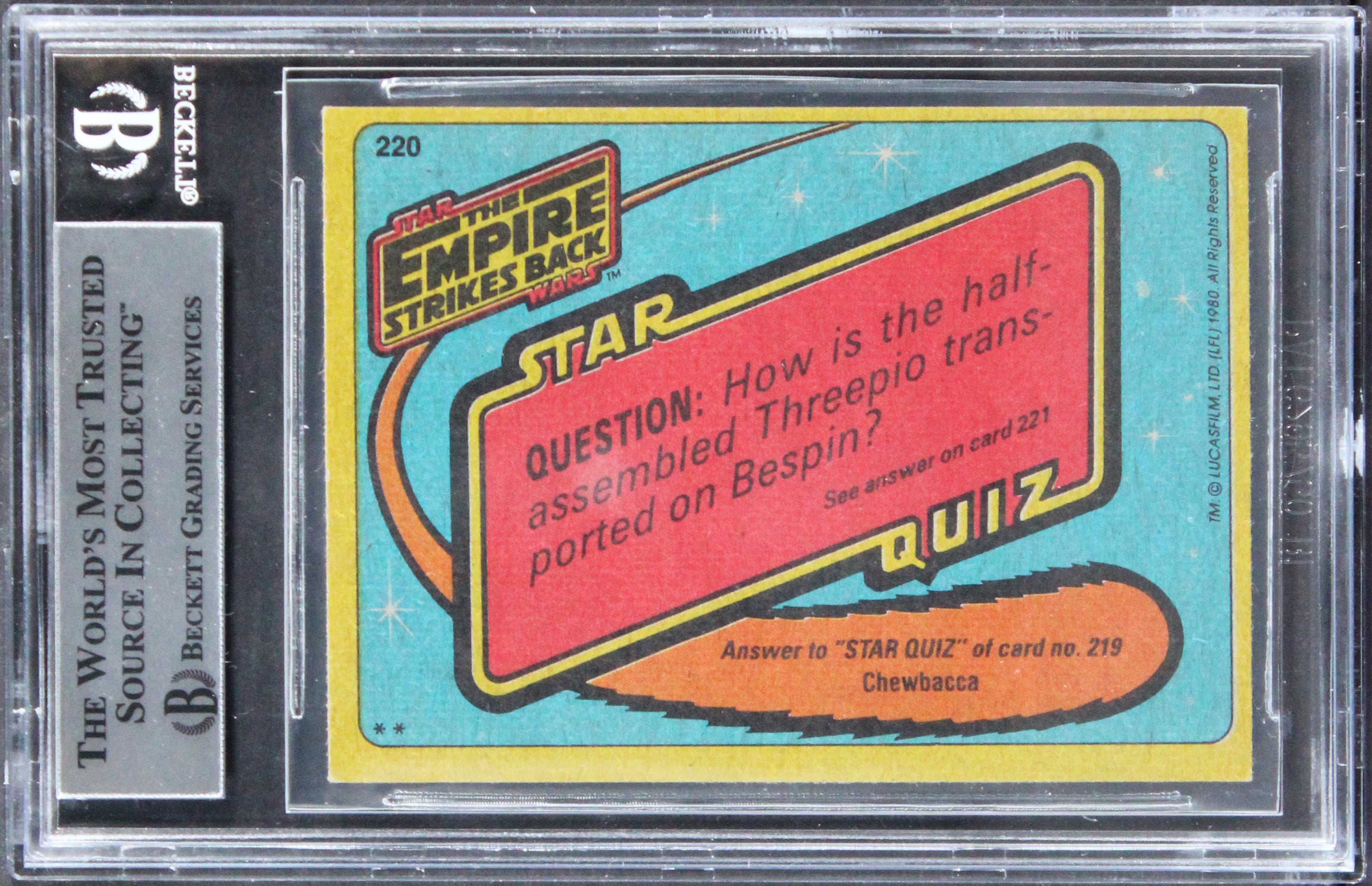 Star Wars (3) Jeremy Bulloch, Wingreen +1 Signed 1980 ESB #220 Card BAS Slabbed