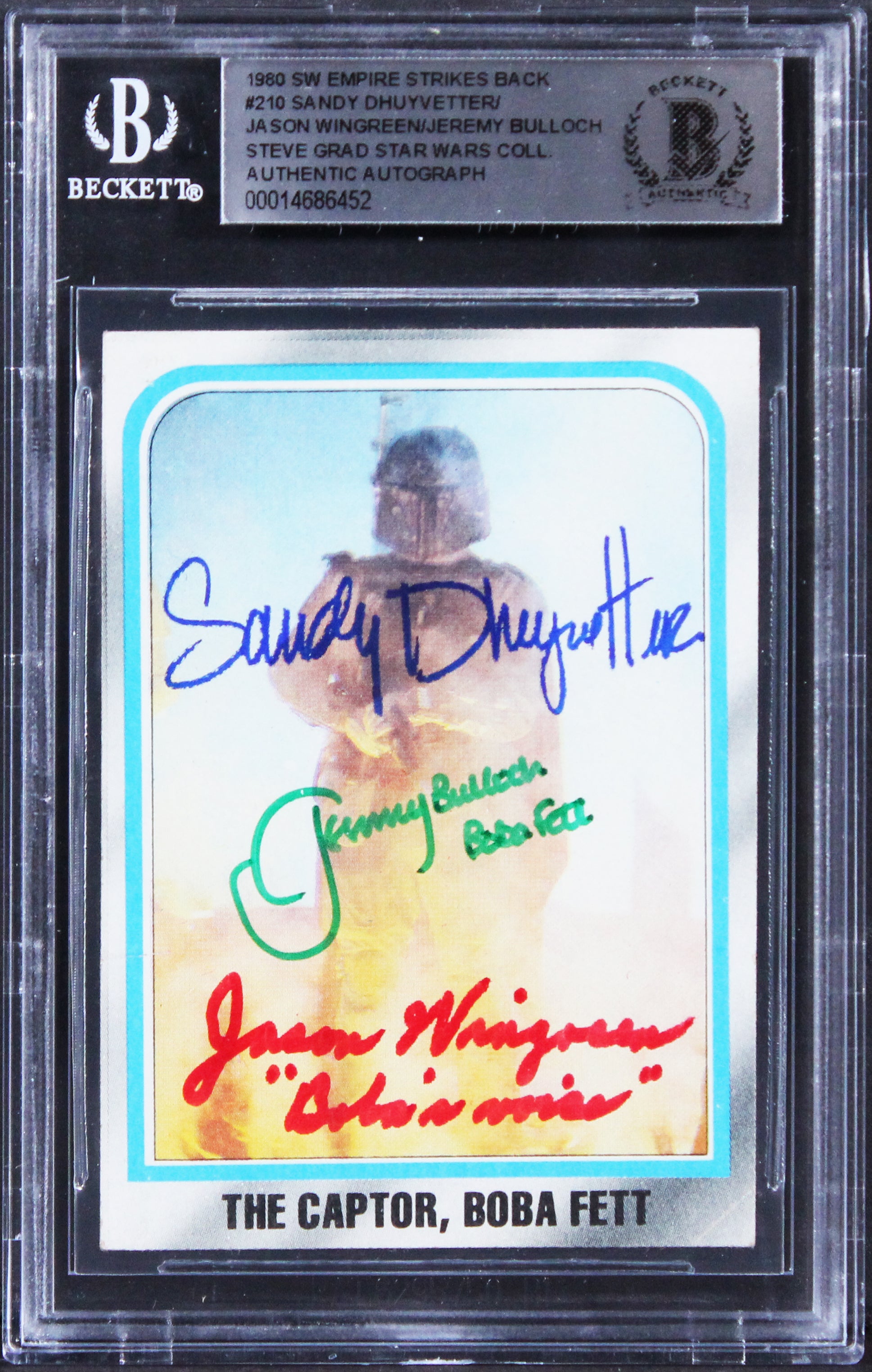 Star Wars (3) Jeremy Bulloch, Wingreen +1 Signed 1980 ESB #210 Card BAS Slabbed