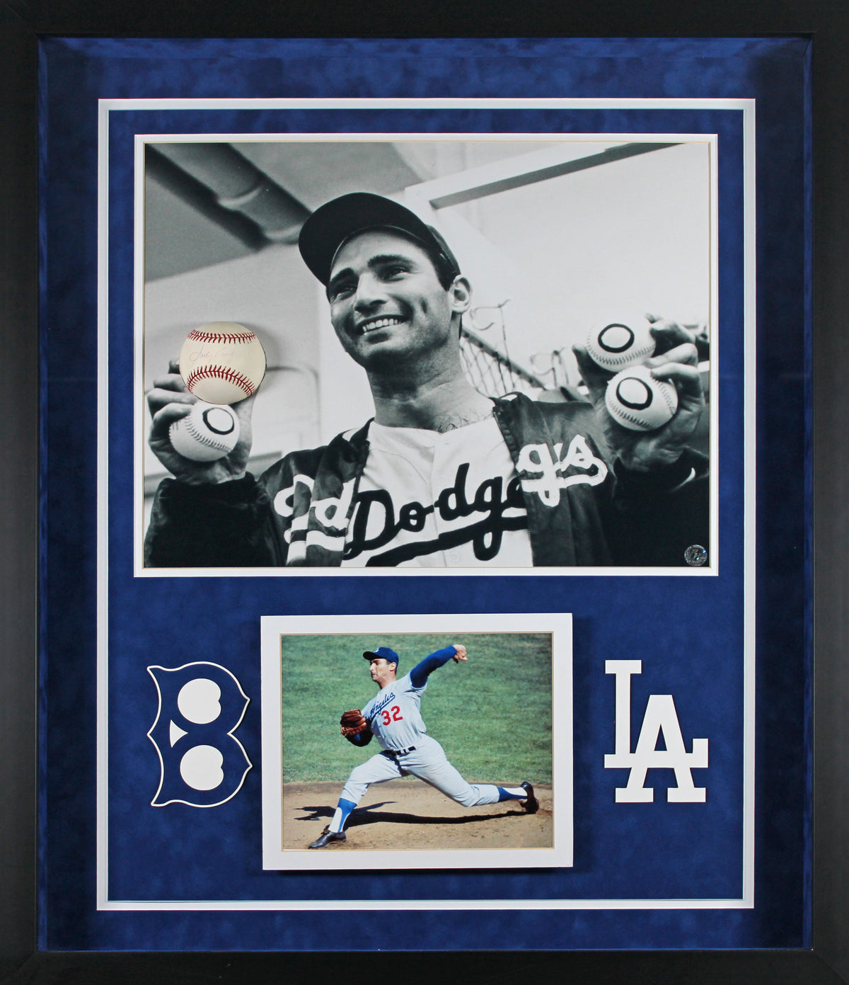 Dodgers Sandy Koufax Signed Baseball Shadowbox Framed Display BAS #AC020750