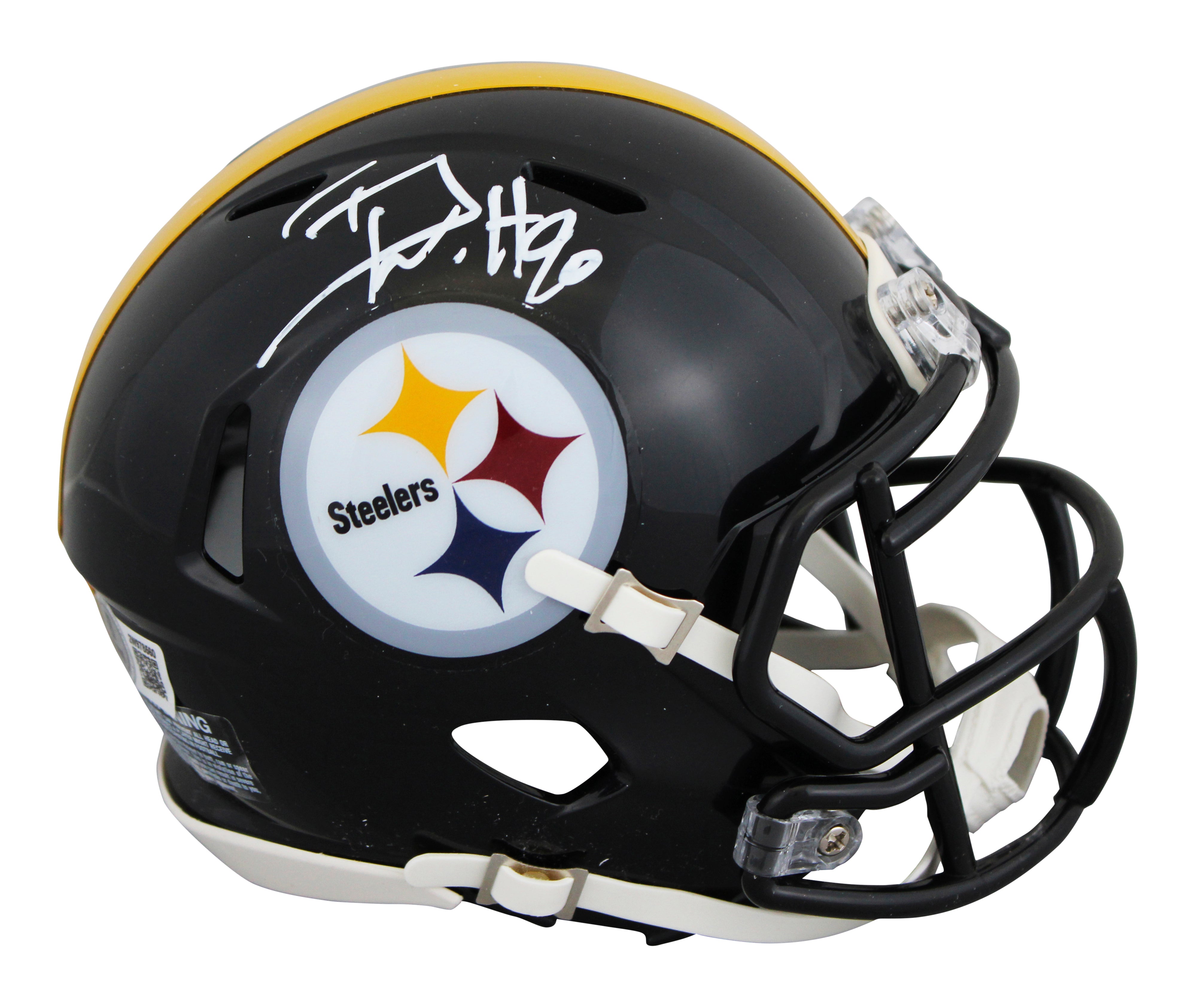 Steelers T.J. Watt Signed Speed Mini Helmet W/ Case w/ White Sig BAS Witnessed