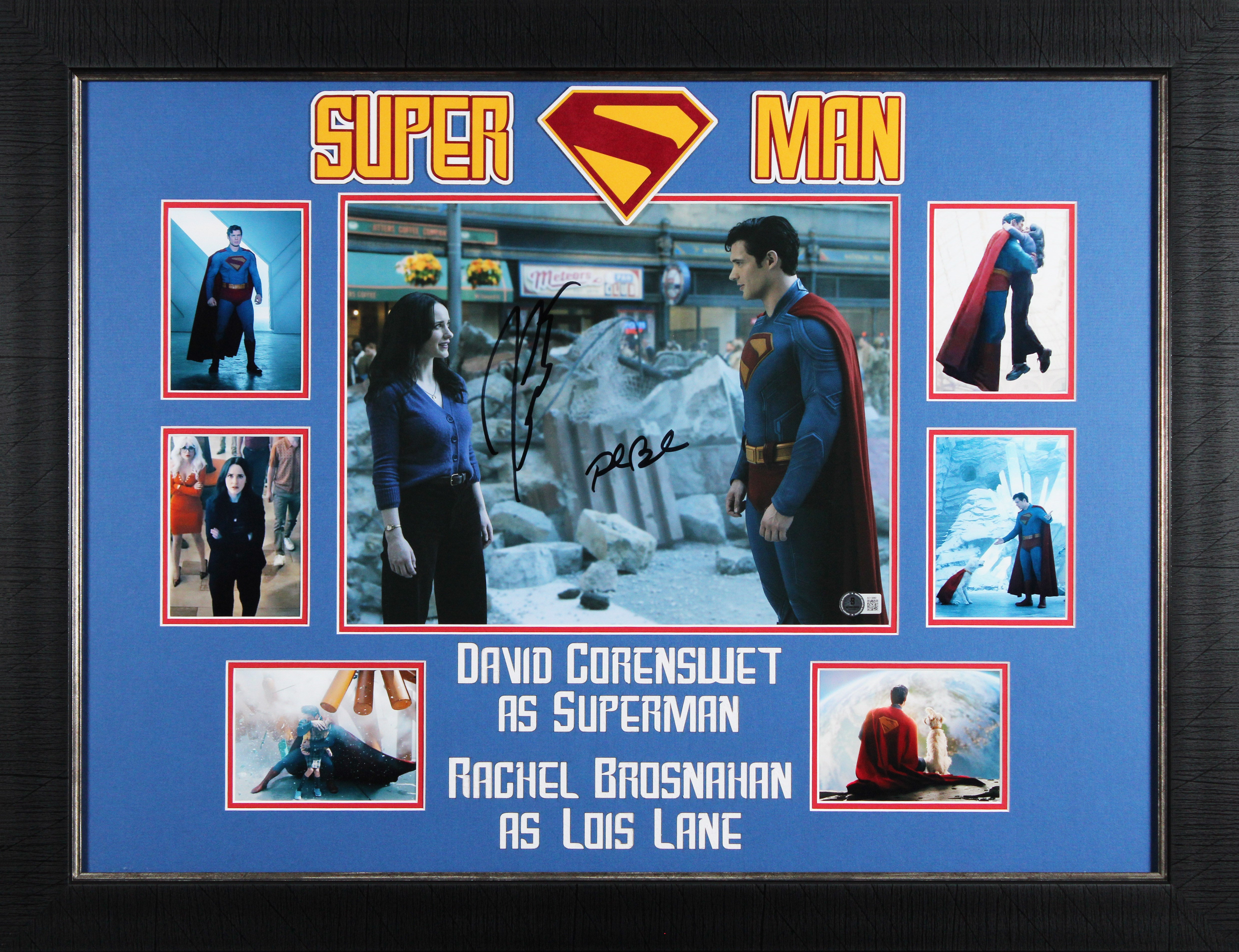 David Corenswet & Rachel Brosnahan Superman Signed 11x14 Framed Photo BAS LOA