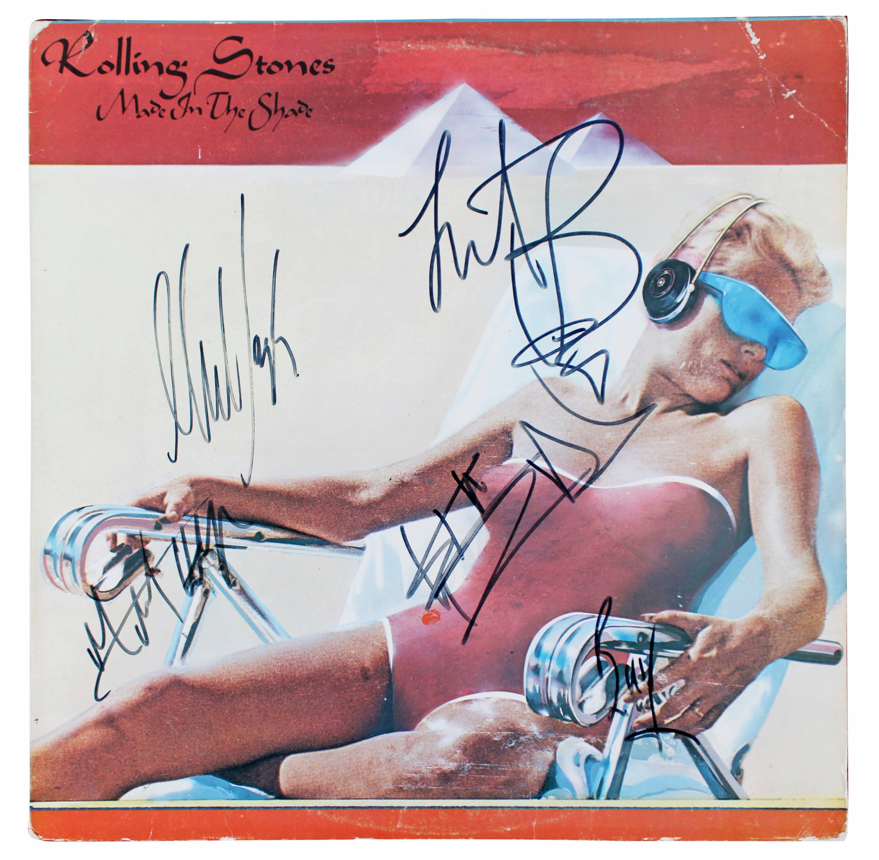 Rolling Stones (5) Jagger, Richards, Watts, Wyman Taylor Signed Album Cover PSA