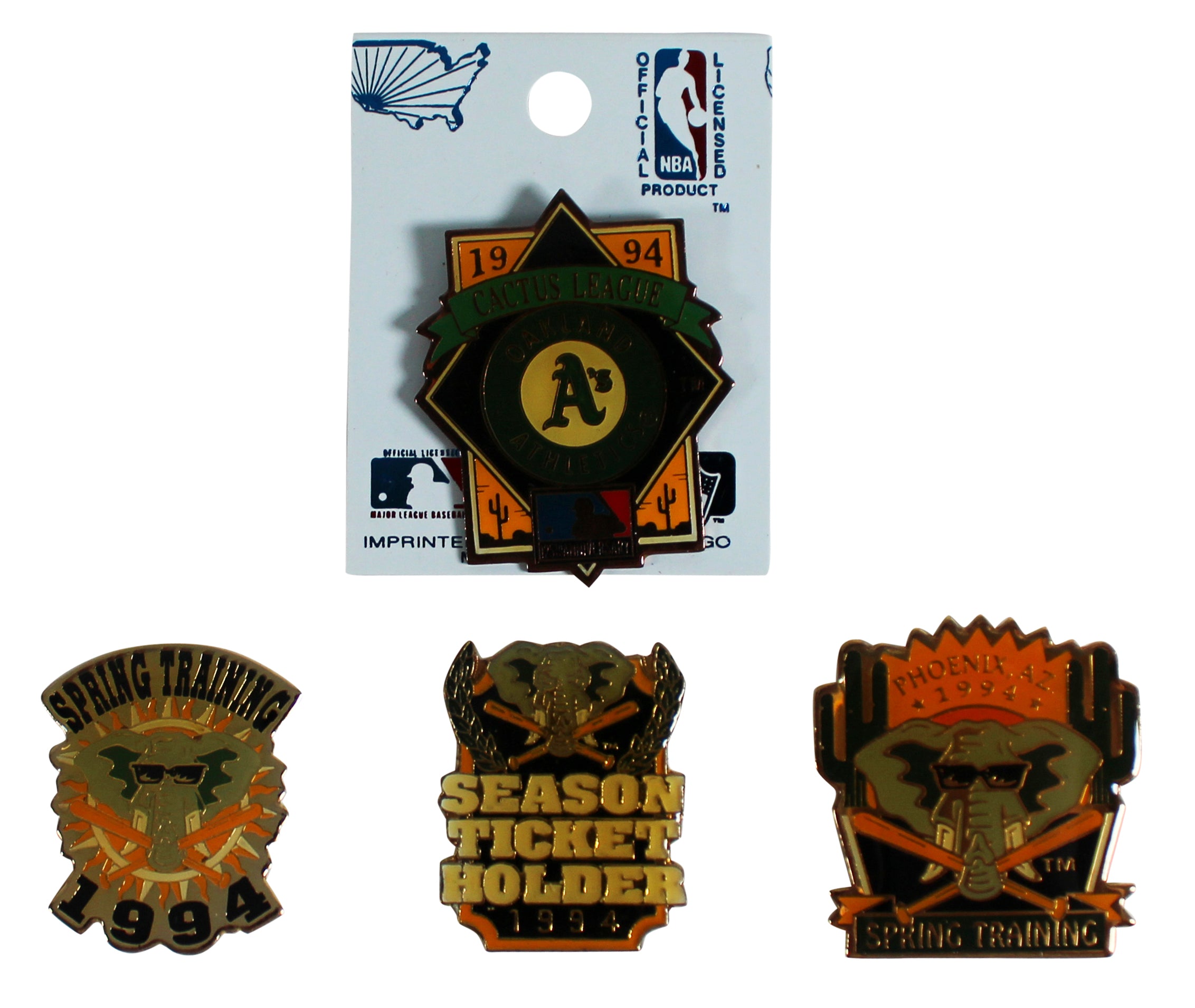 Athletics 1994 Spring Training Collector Pin Set Un-signed 1