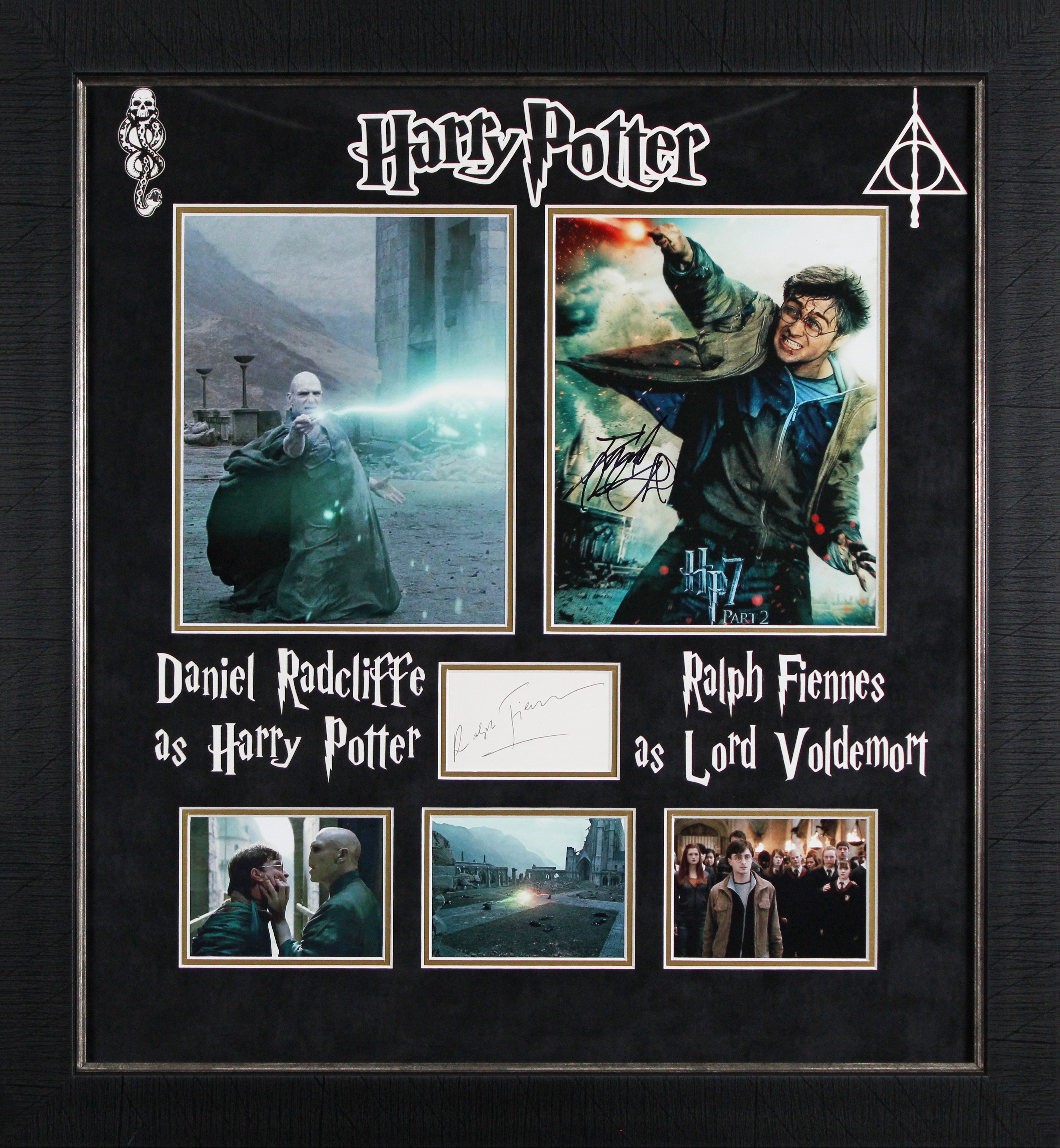 Daniel Radcliffe & Ralph Fiennes Harry Potter Signed Framed Display BAS #AE13818