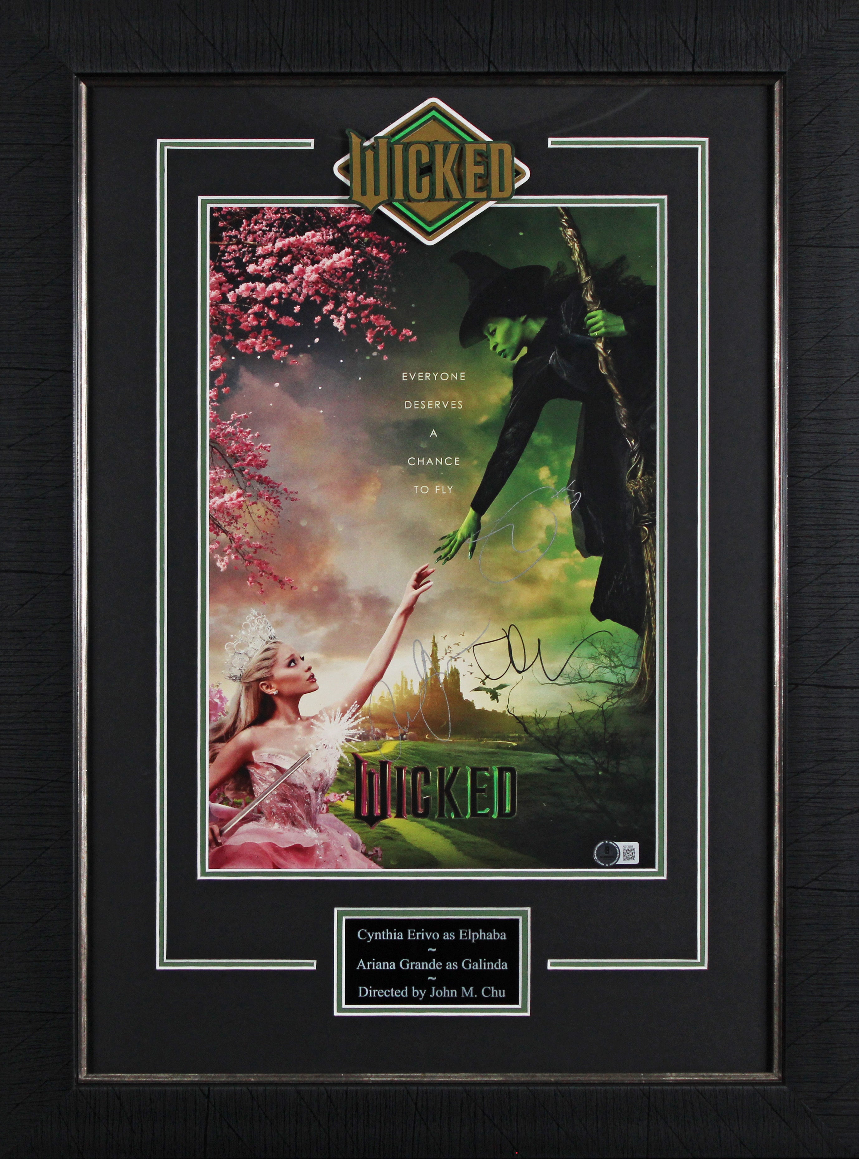 Wicked (3) Grande, Erivo & Chu Authentic Signed Framed 11x17 Photo BAS #AE13958