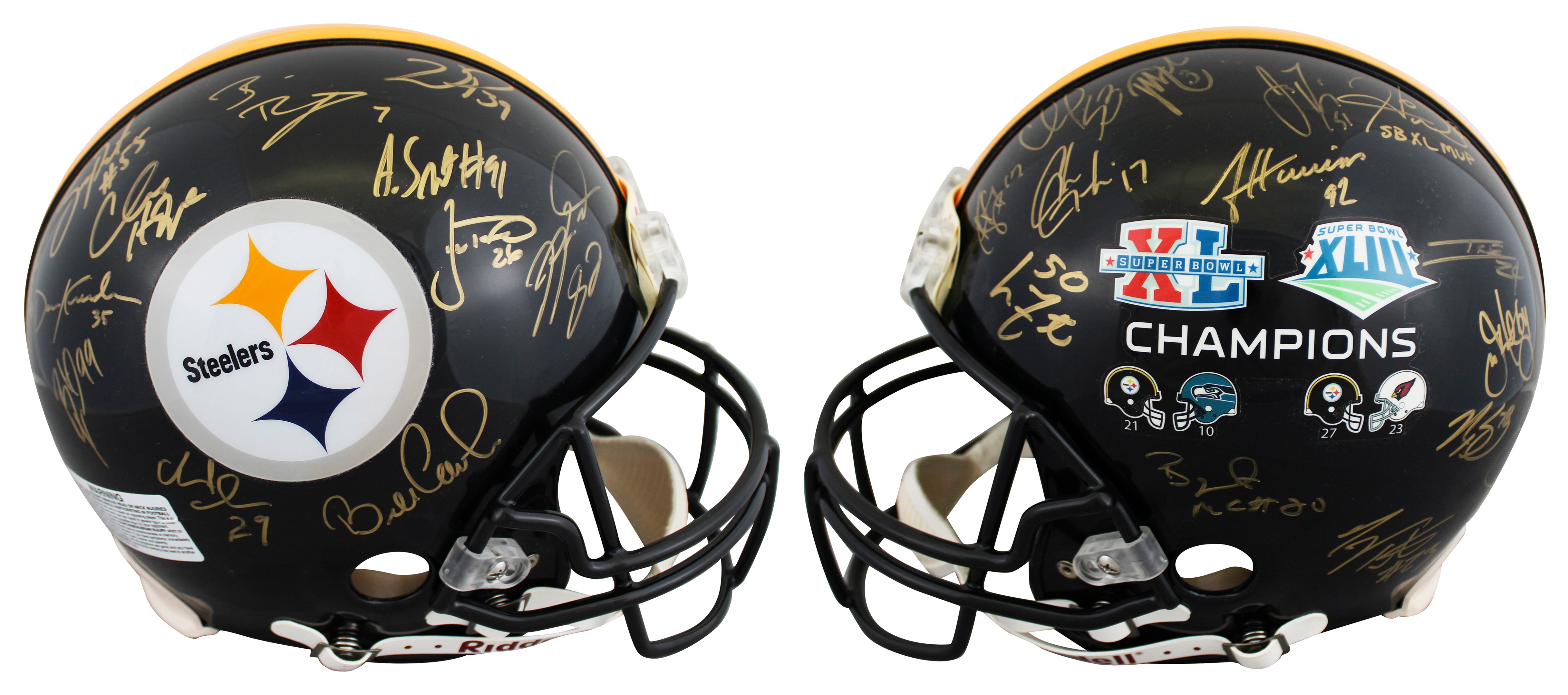Steelers XL & XLIII SB Team (27) Signed VSR4 Full Size Proline Helmet Fanatics