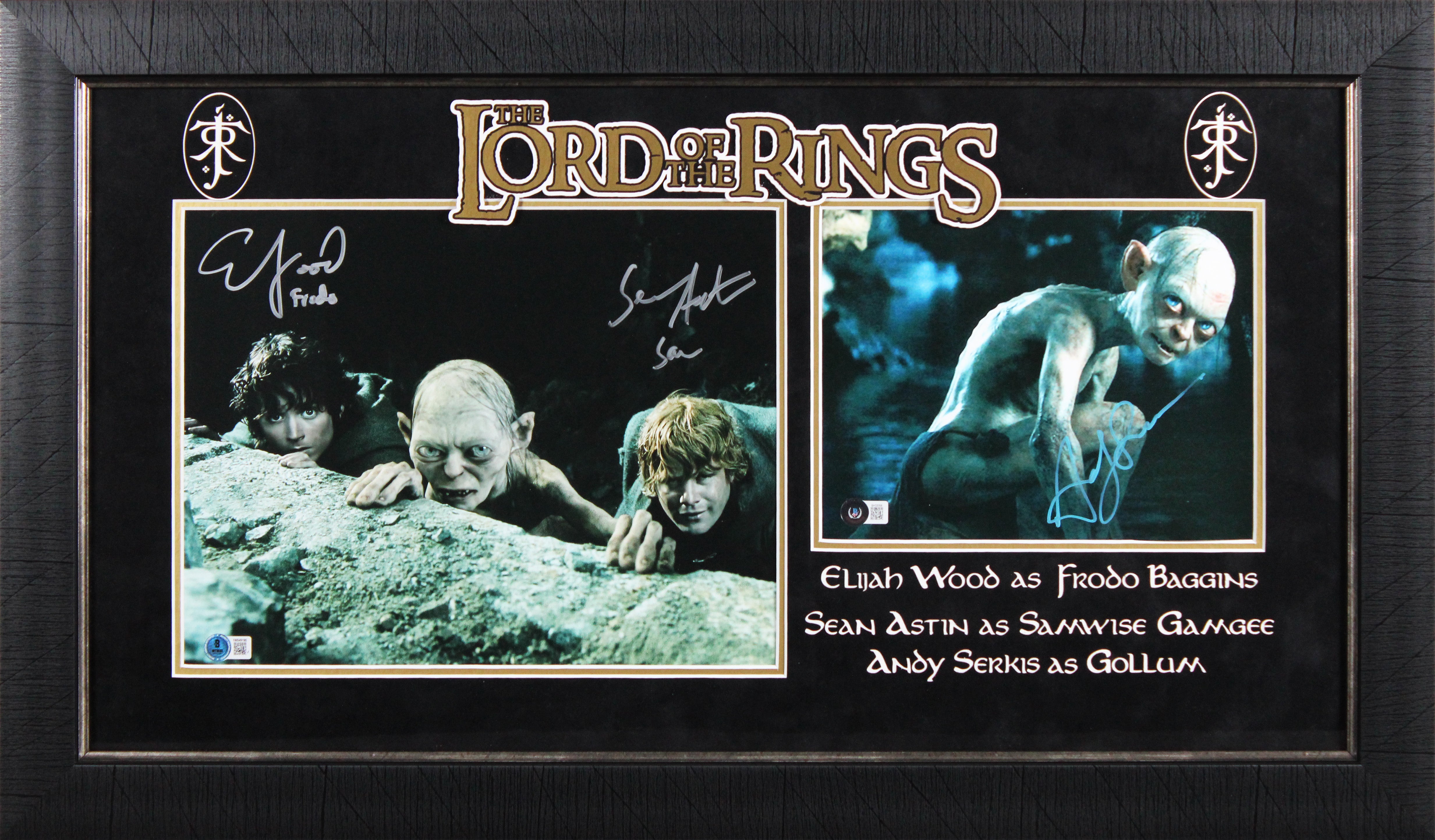 LOTR (3) Astin, Wood & Serkis Authentic Signed 11x14 Photo Framed Display BAS 3