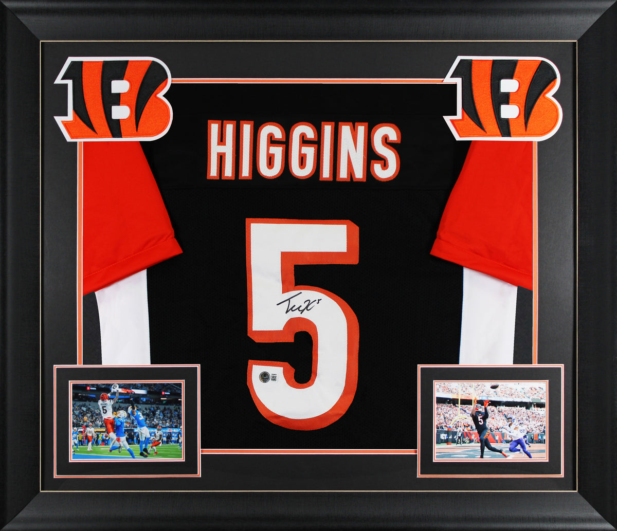 Tee Higgins Authentic Signed Black Pro Style Framed Jersey Autographed BAS