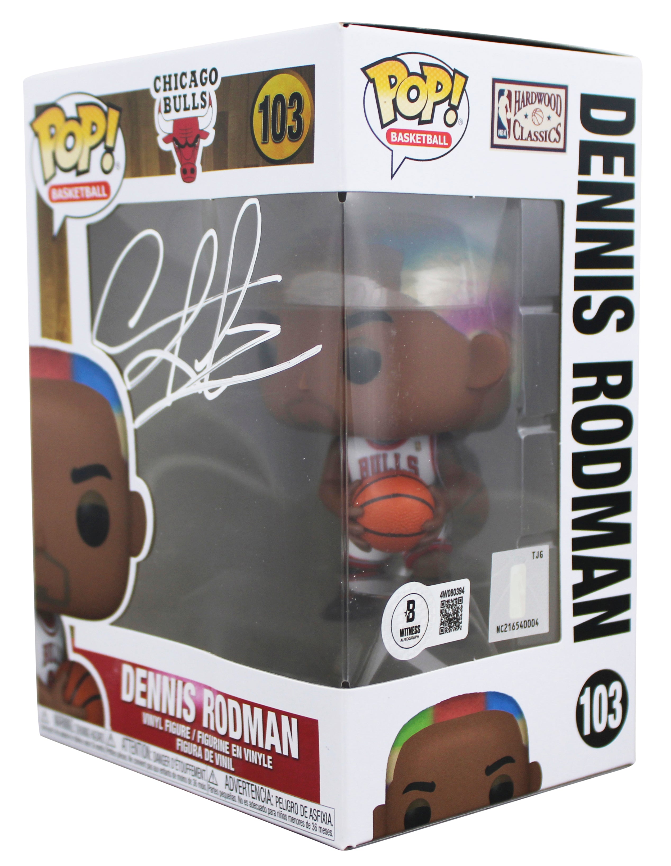 Bulls Dennis Rodman Signed #103 Funko Pop Vinyl Figure BAS Witnessed #4W080394