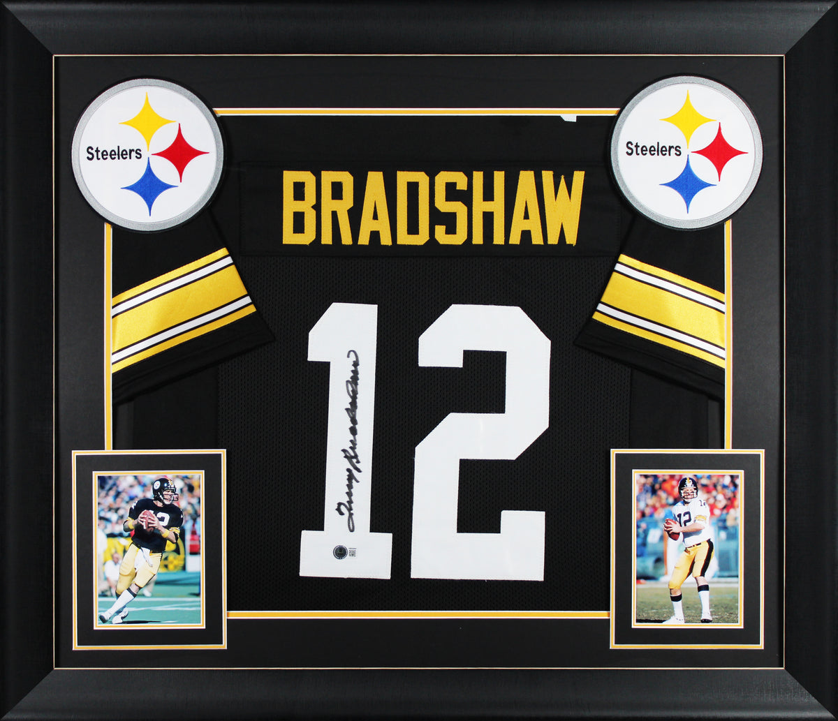 Terry Bradshaw Authentic Signed Black Pro Style Framed Jersey BAS Witnessed