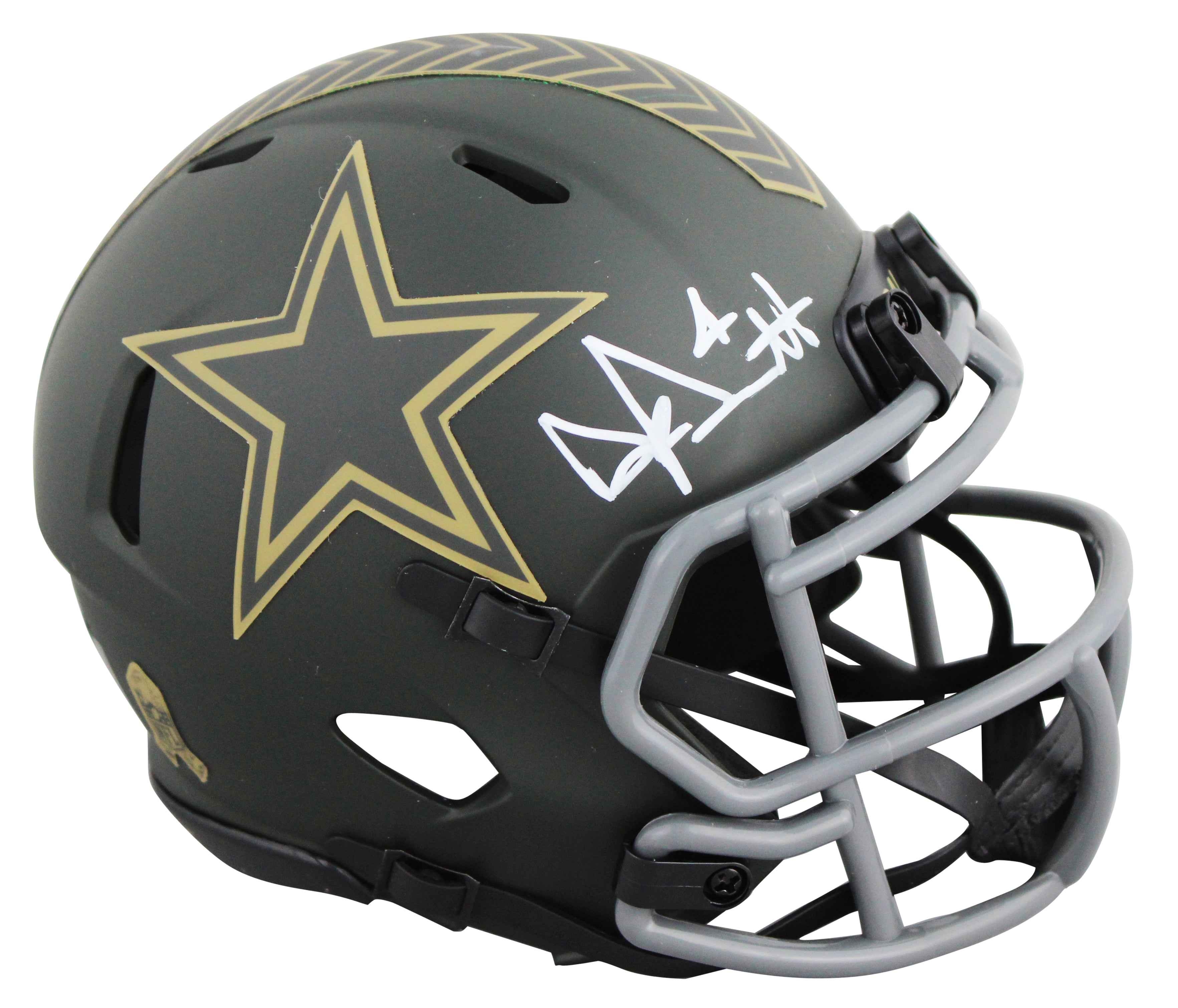 Cowboys Dak Prescott Signed STS IV Speed Mini Helmet W/ Case BAS Witnessed