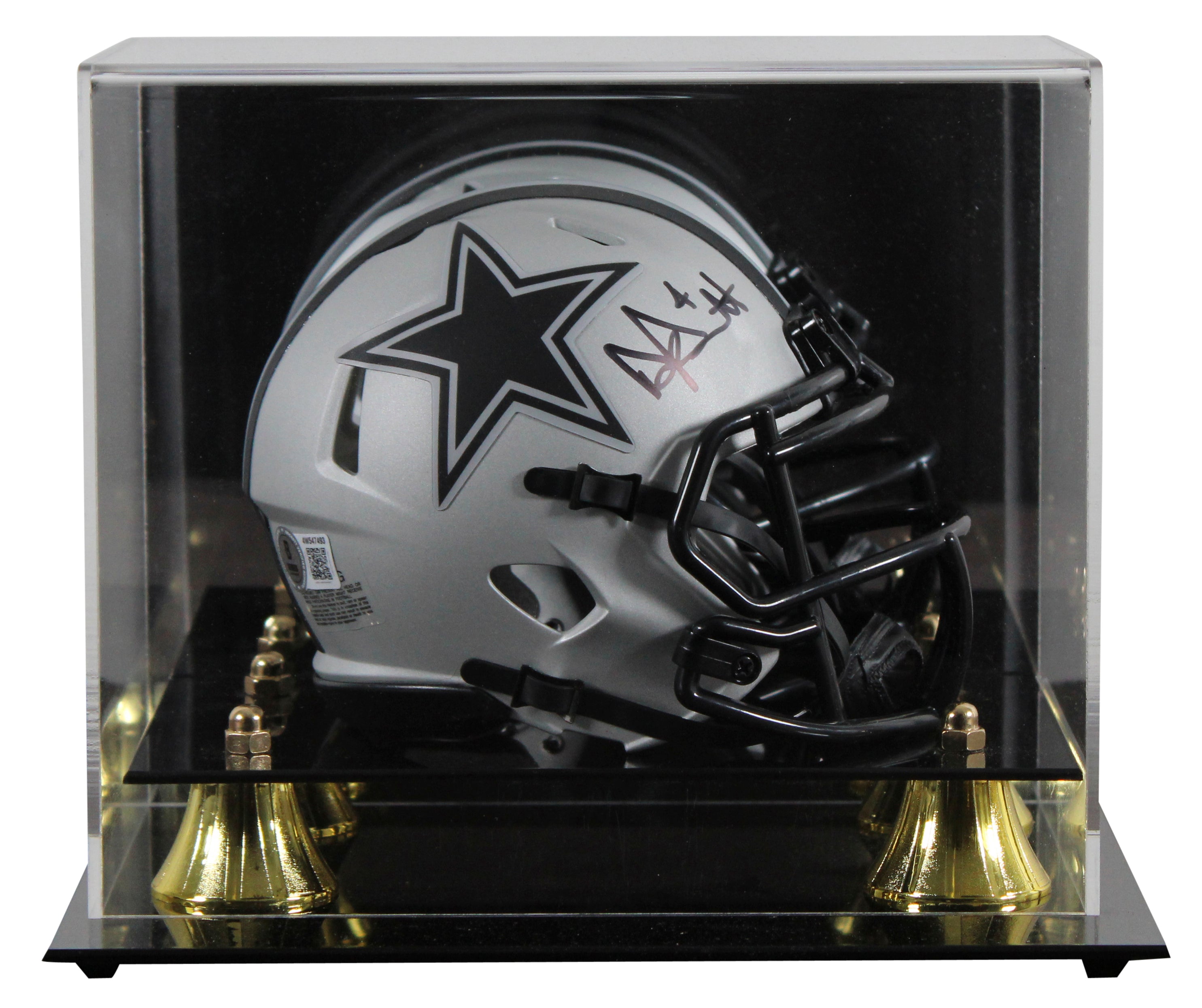 Cowboys Dak Prescott Signed Rave Speed Mini Helmet W/ Case BAS Witnessed