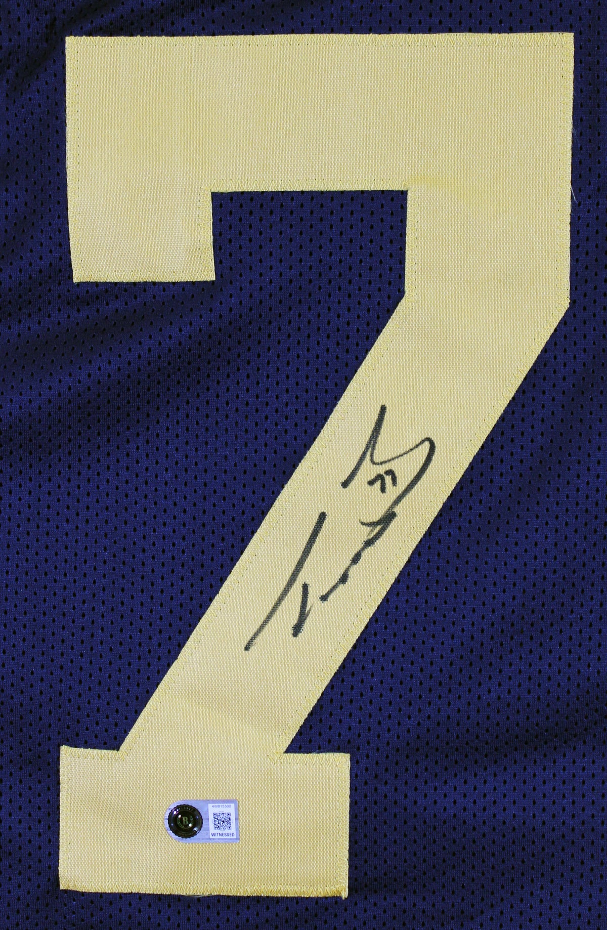 Michigan Taylor Lewan Authentic Signed Navy Blue Pro Style Jersey BAS Witnessed