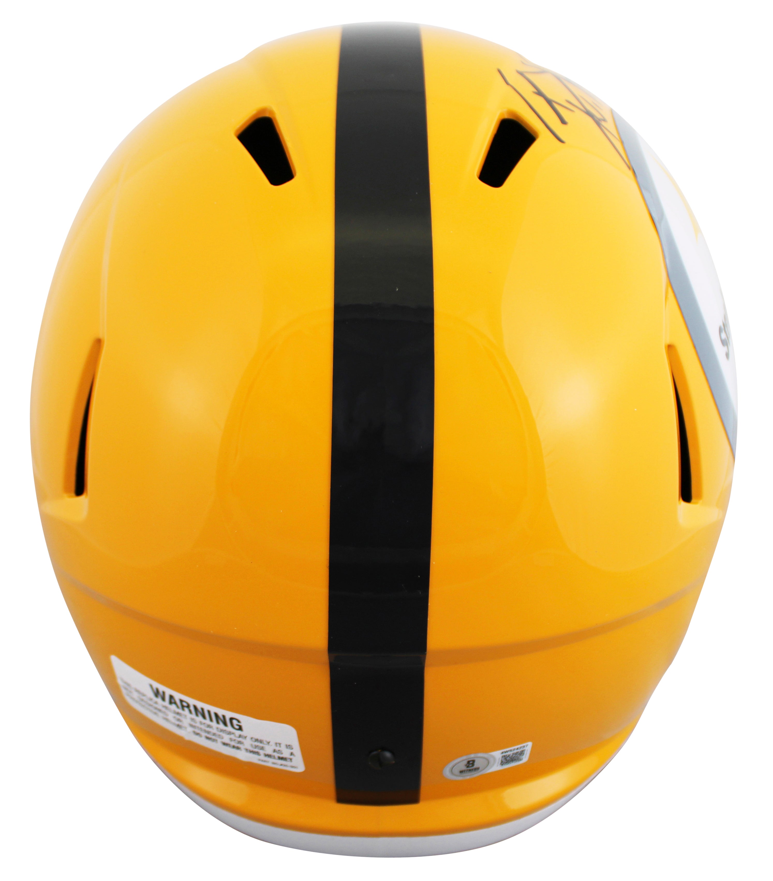 Steelers T.J. Watt Signed Yellow Full Size Speed Rep Helmet W/ Case BAS Witness