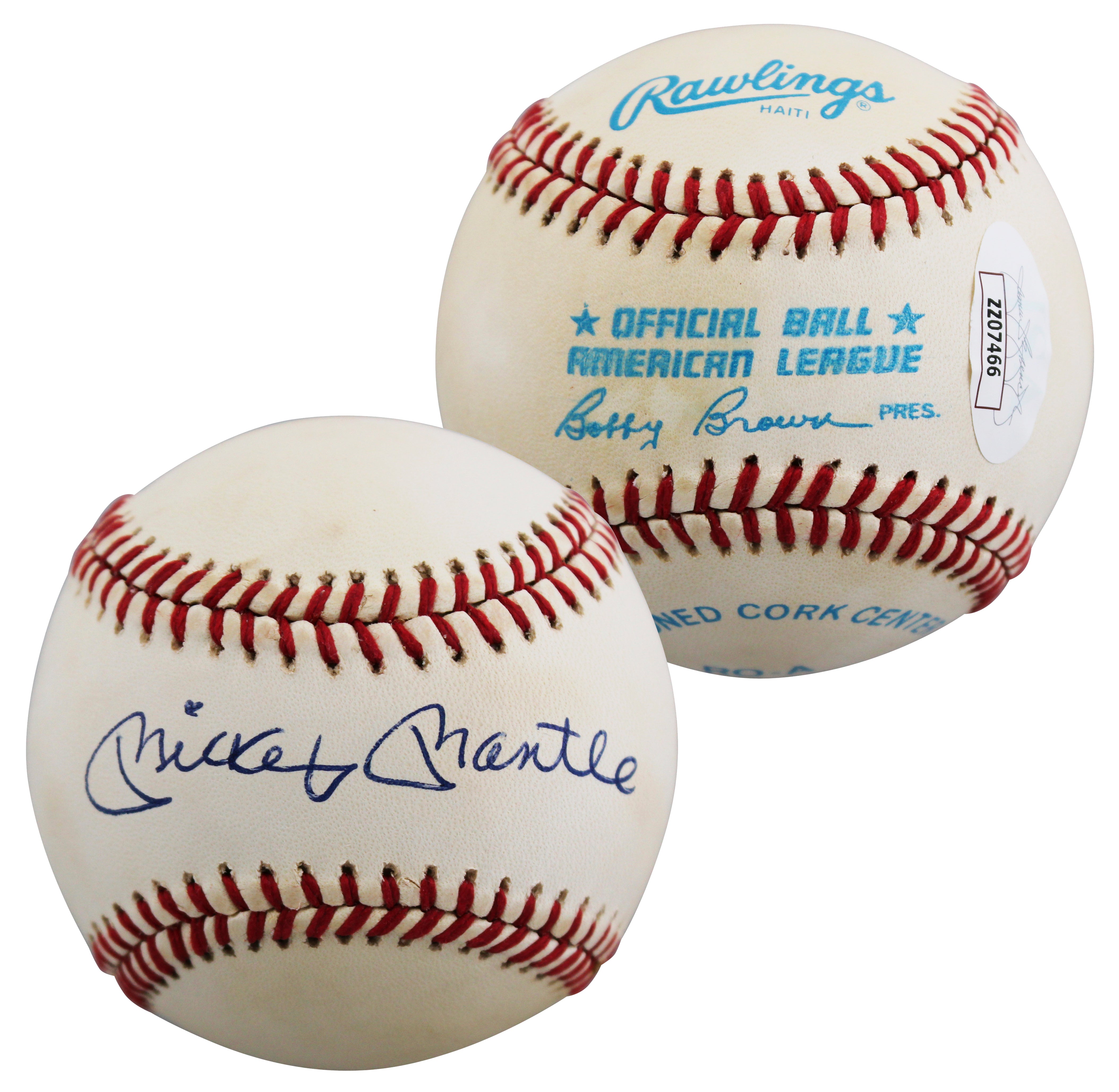 Yankees Mickey Mantle Authentic Signed Bobby Brown OAL Baseball JSA #ZZ07466