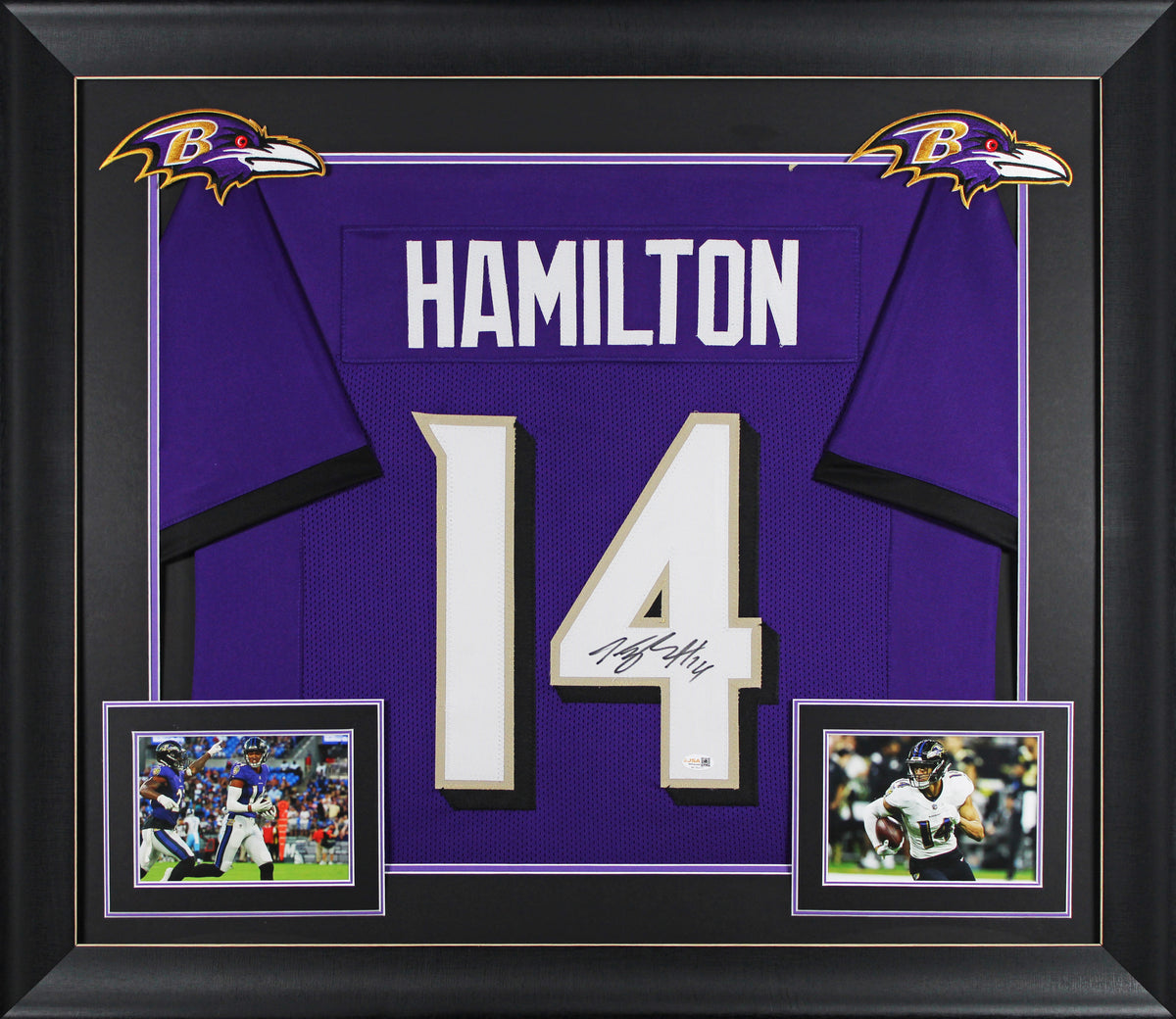 Kyle Hamilton Authentic Signed Purple Pro Style Framed Jersey JSA Witnessed