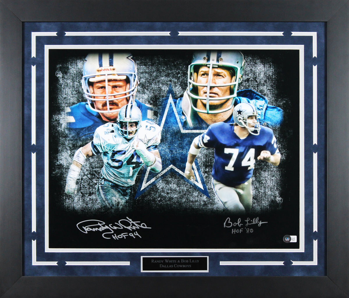 Cowboys Randy White & Bob Lilly "HOF" Signed 16x20 Framed Photo BAS Wit #WY33422