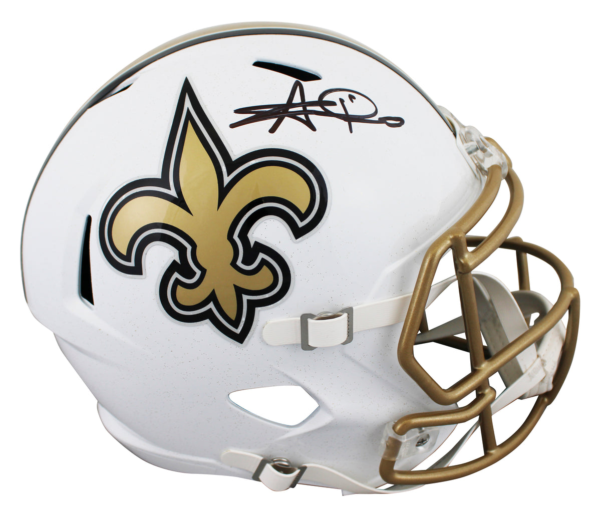Saints Alvin Kamara Signed 2025 On-Field Alt F/S Speed Rep Helmet W/ Case BAS W