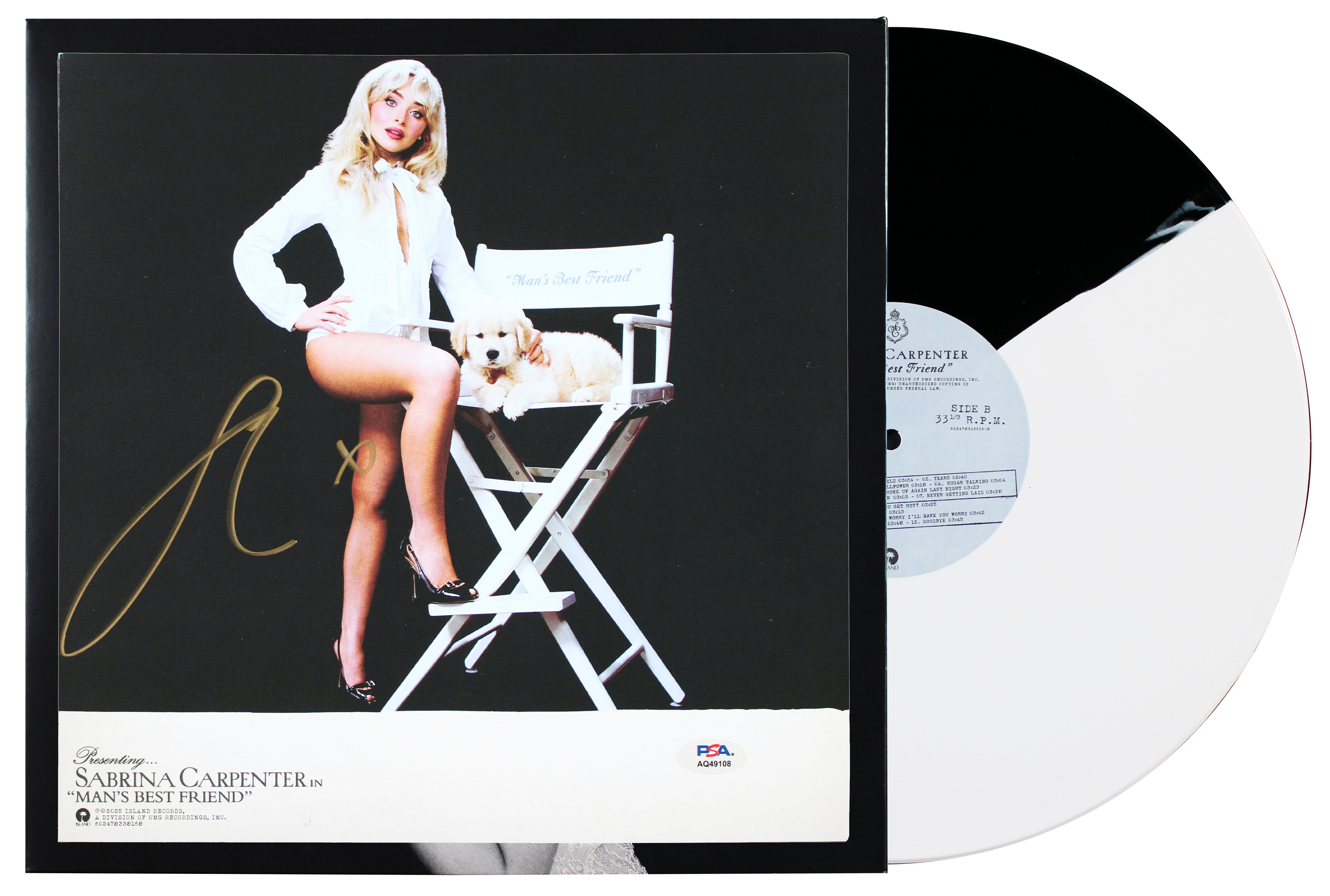 Sabrina Carpenter Signed Man's Best Friend Framed Album Insert w/ Vinyl PSA 1