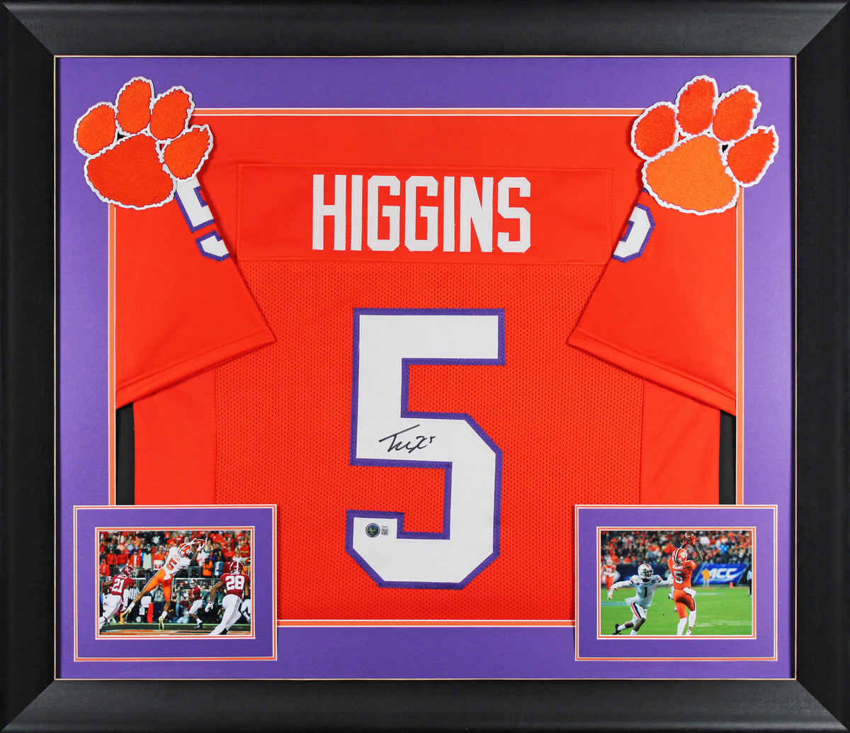 Clemson Tee Higgins Authentic Signed Orange Pro Style Framed Jersey BAS