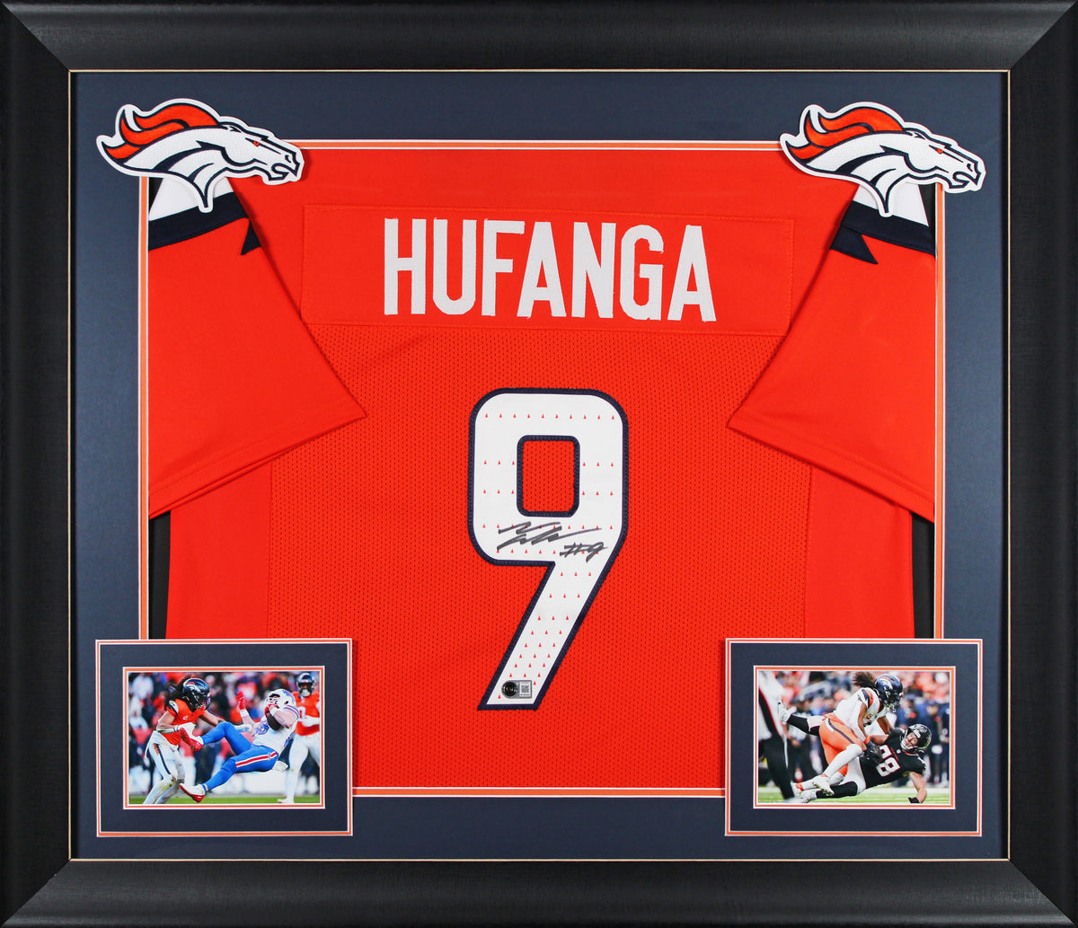 Talanoa Hufanga Authentic Signed Orange Pro Style Framed Jersey BAS Witnessed