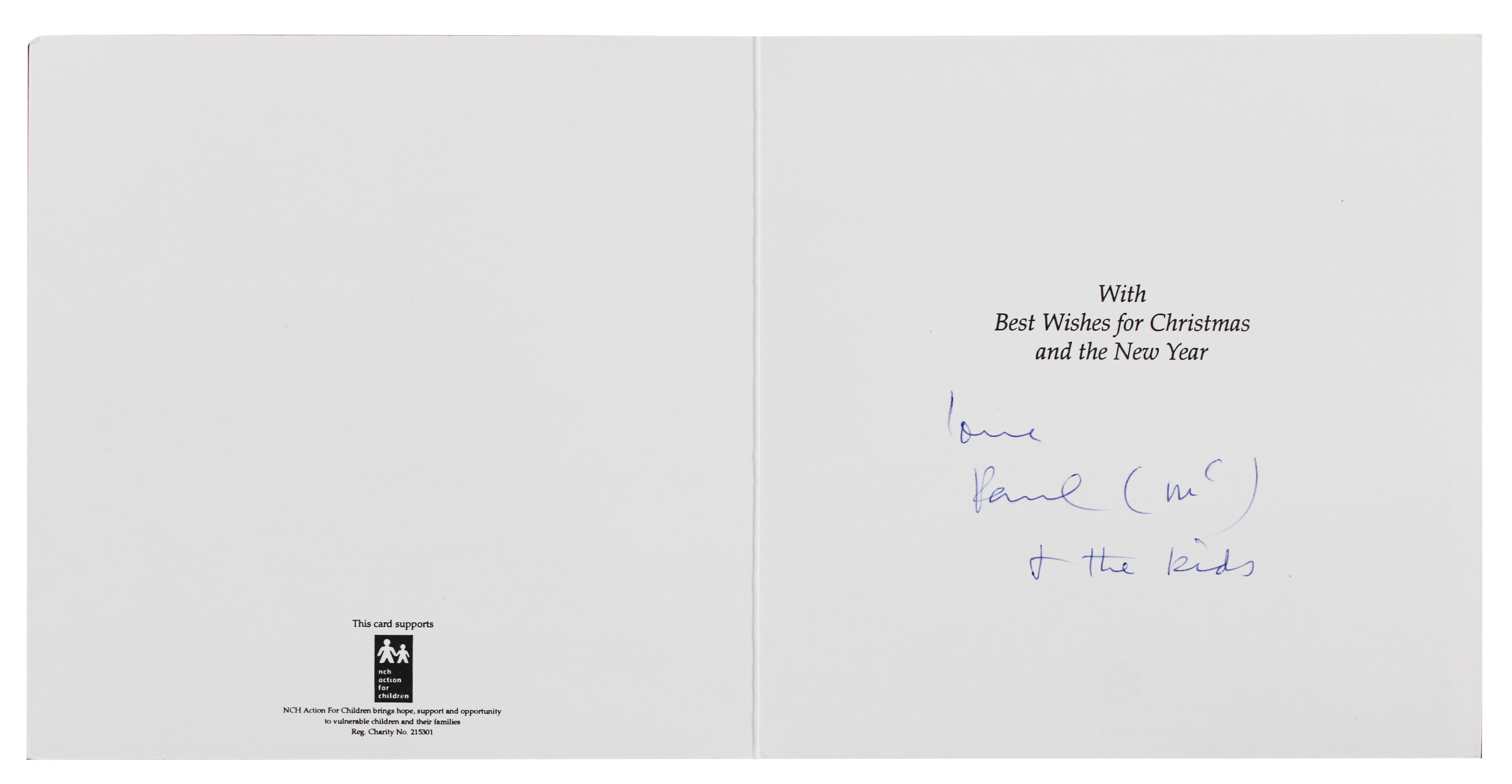 Paul McCartney "Love & the Kids" Signed Christmas Greeting Card PSA & JSA LOAs