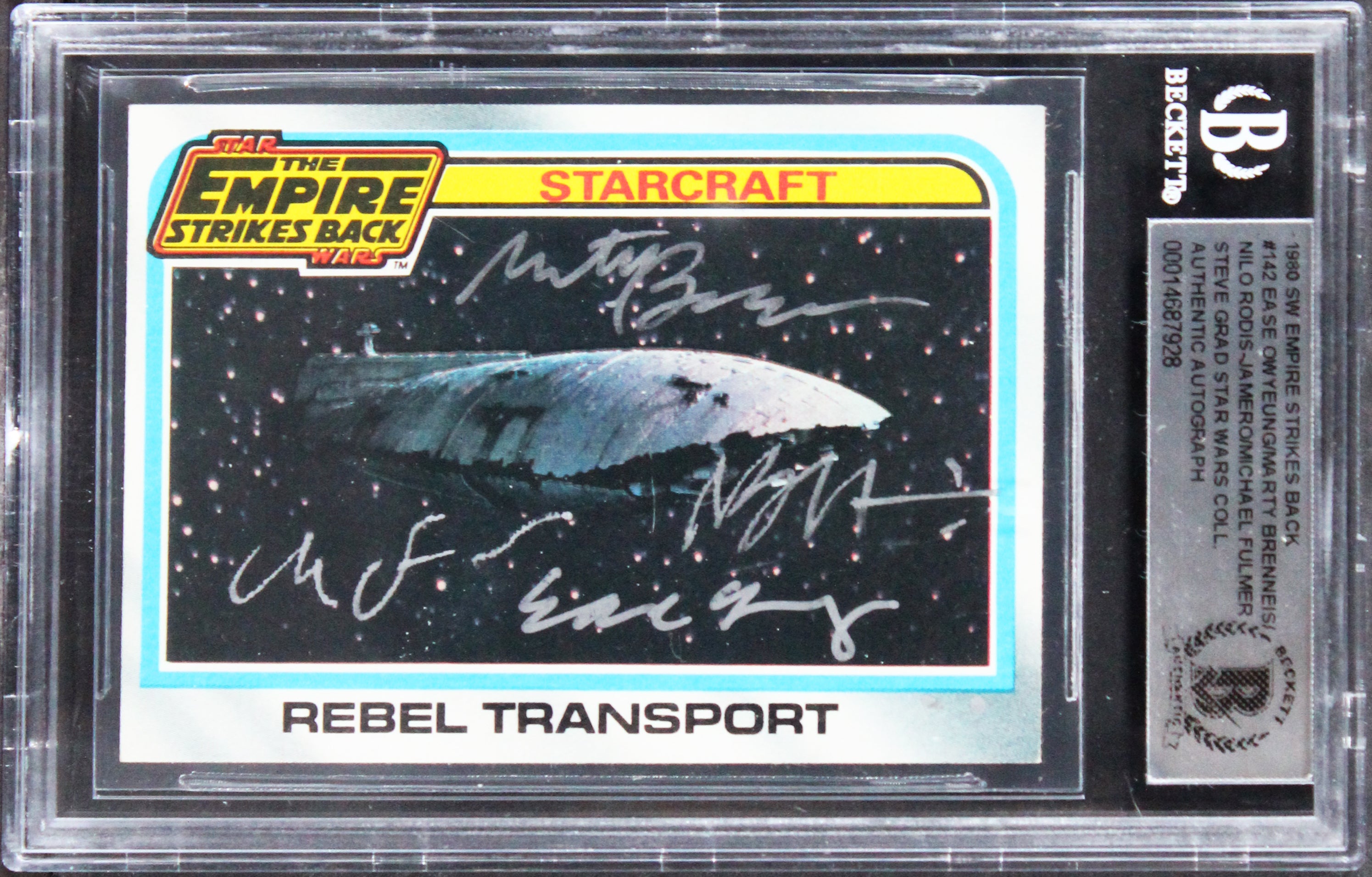 Star Wars (4) Owyeung, Brenneis, Fulmer +1 Signed 1980 ESB #142 Card BAS Slabbed