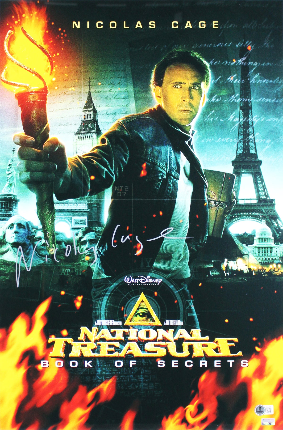 Nicolas Cage National Treasure: Book of Secrets Signed Framed 16x24 Photo BAS