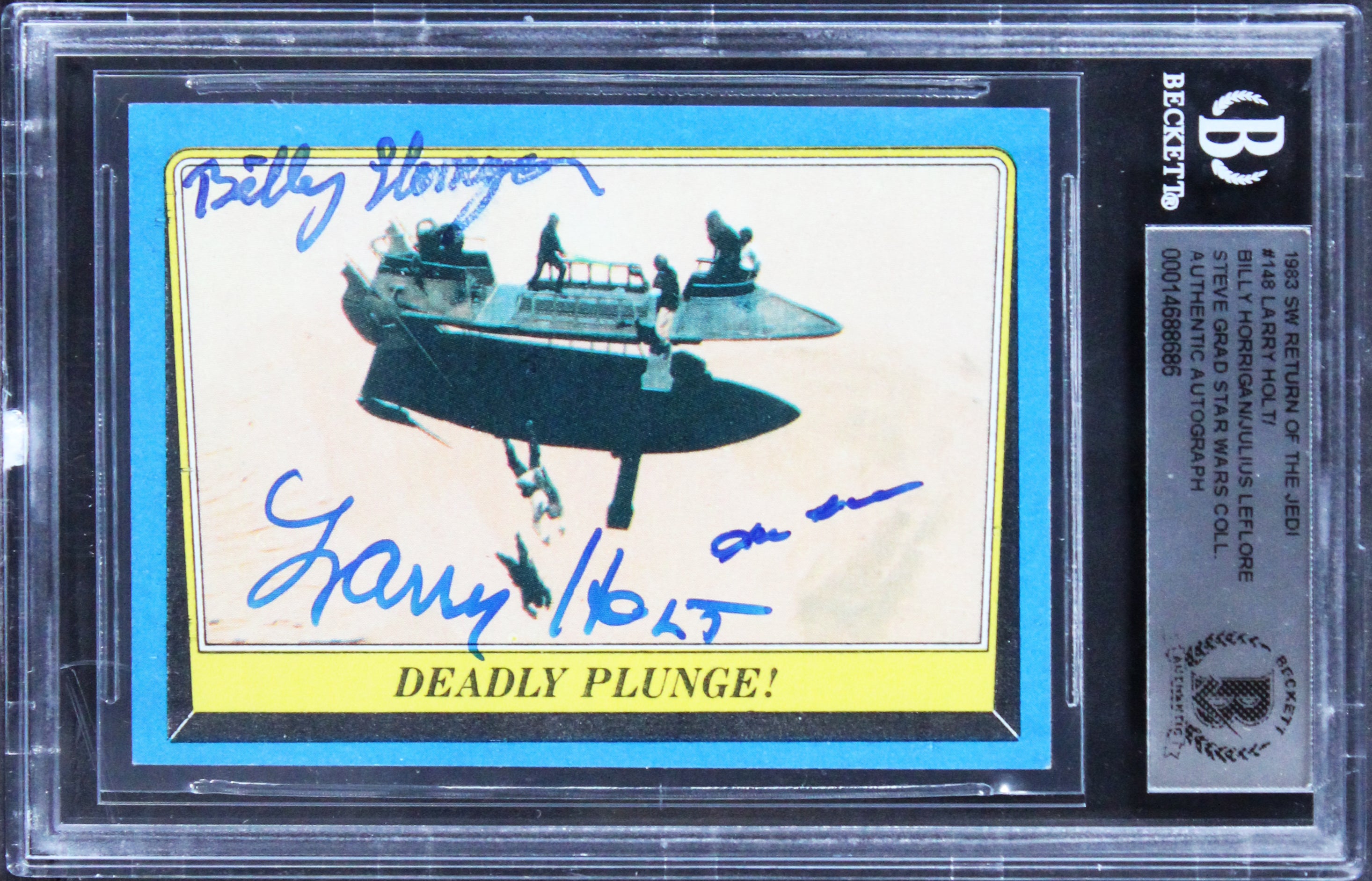 Star Wars (3) Holt, Horrigan & LeFlore Signed 1983 SW ROTJ #148 Card BAS Slabbed