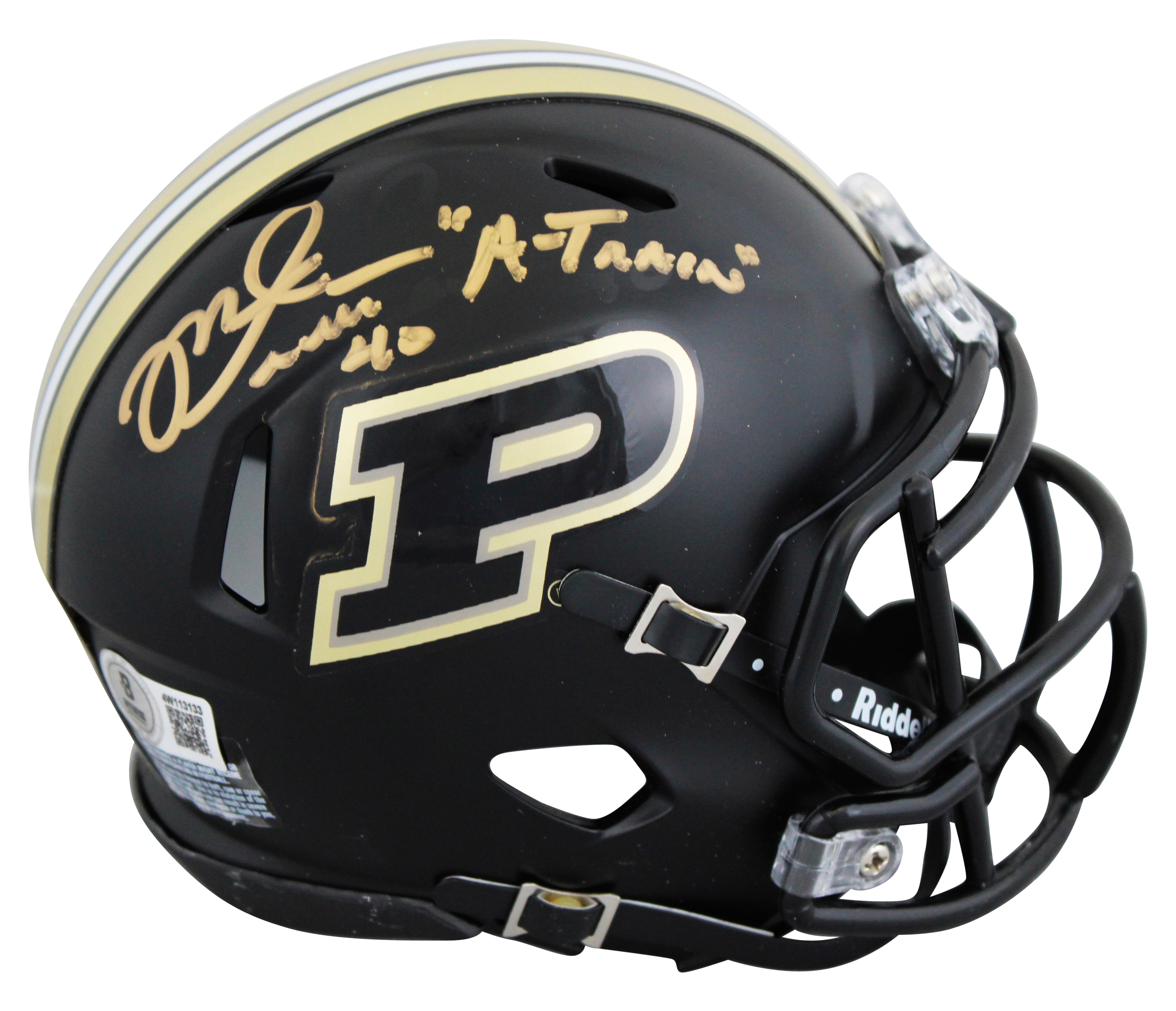 Purdue Mike Alstott "A-Train" Signed Black Speed Mini Helmet BAS Wit #4W113133