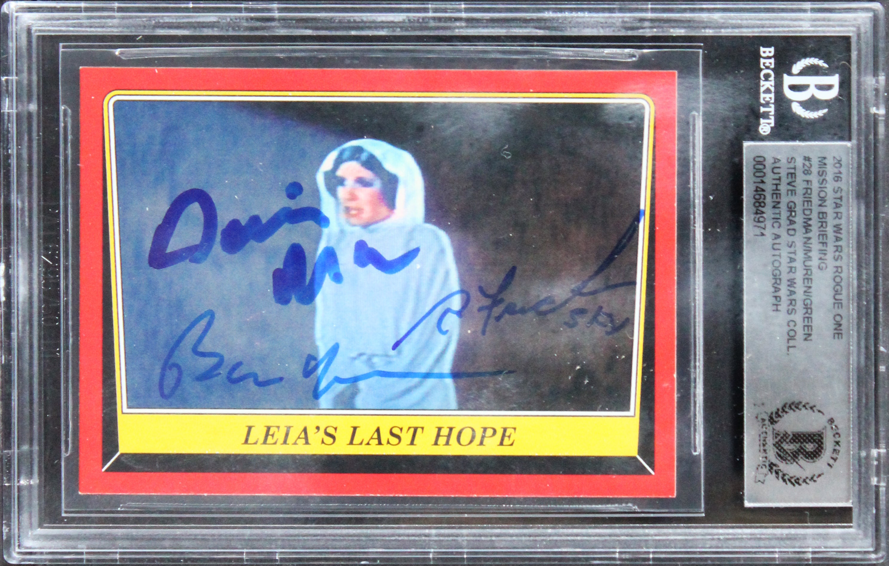 Star Wars (3) Friedman, Muren & Green Signed 2015 SW ROMB #28 Card BAS Slabbed