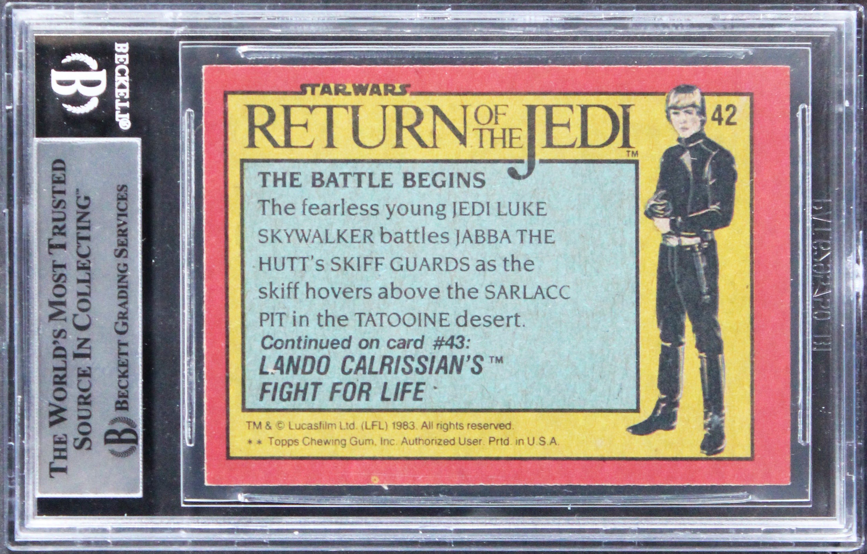 Star Wars (3) Holt, Horrigan & LeFlore Signed 1983 SW ROTJ #42 Card BAS Slabbed