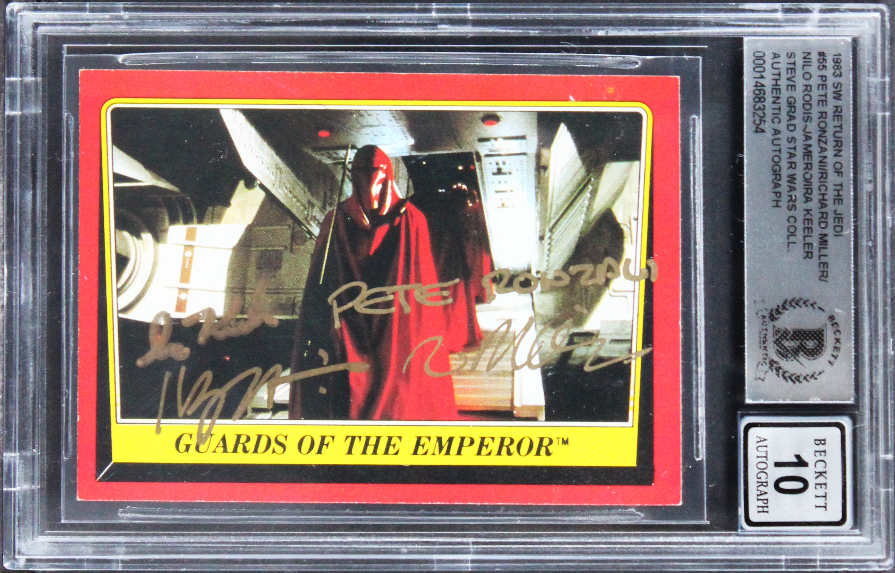 Star Wars (4) Ronzani, Miller +2 Signed 1983 ROTJ #55 Card Auto 10! BAS Slabbed