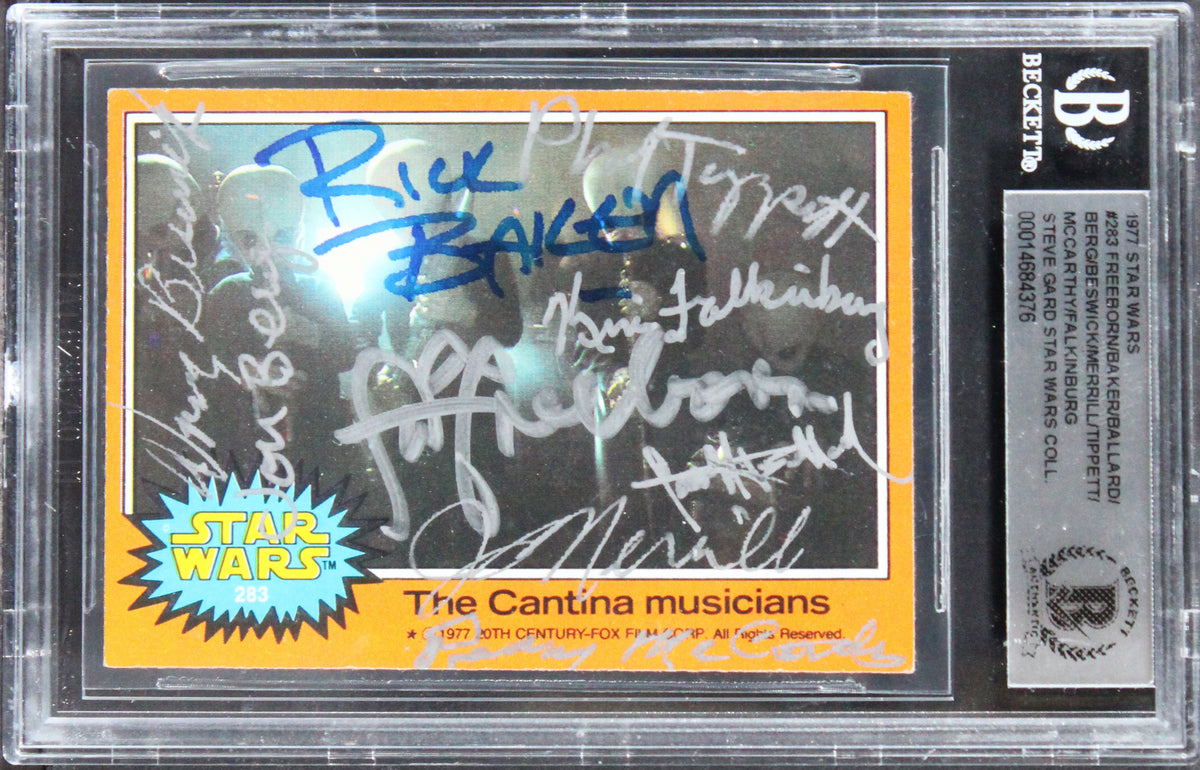 Star Wars (9) Freeborn, Baker, Beswick +6 Signed 1977 SW #283 Card BAS Slabbed