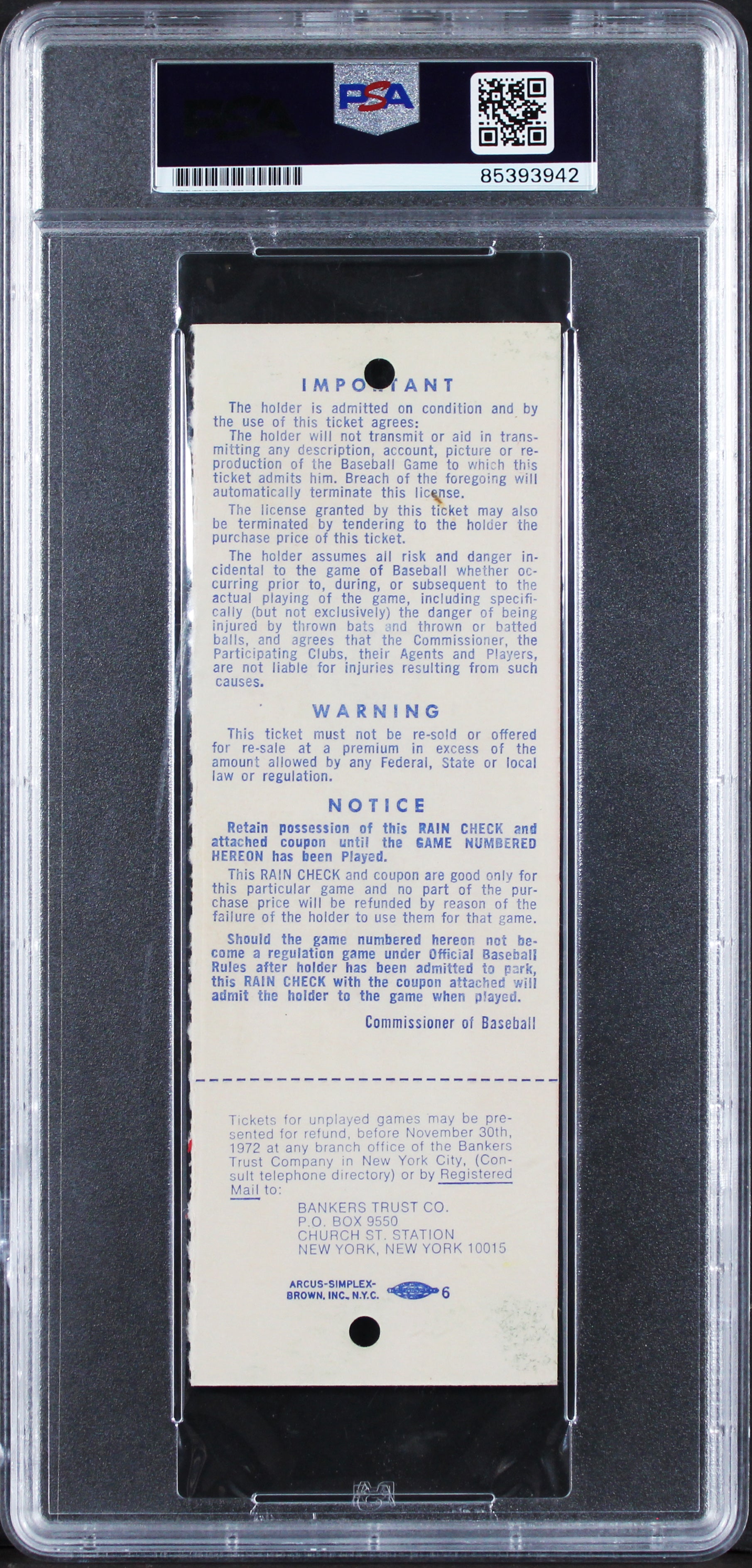 Athletics Reggie Jackson 1972 WS Game 3 Full Ticket Auto 10! PSA/DNA Slabbed