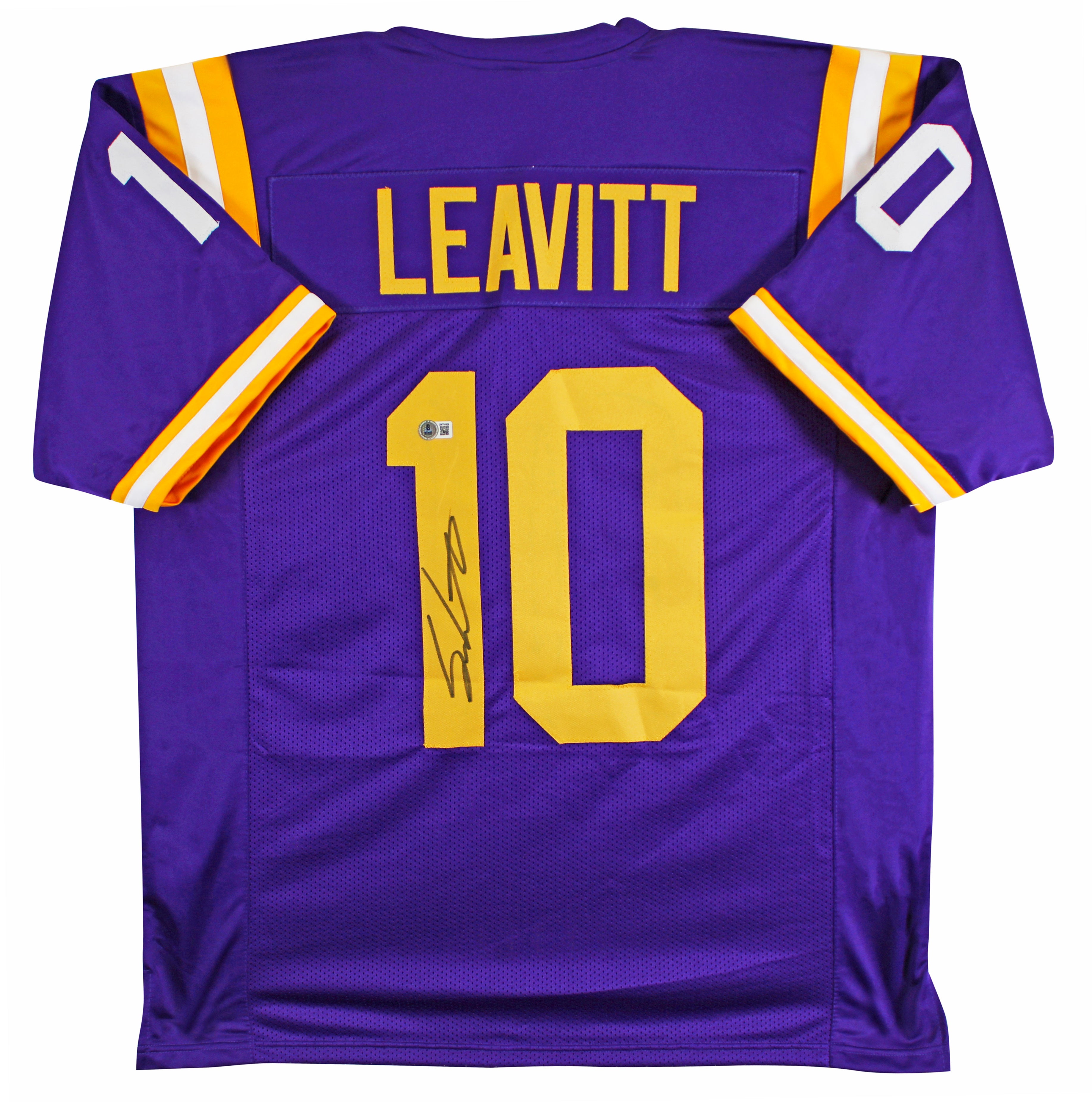 LSU Sam Leavitt Authentic Signed Alternate Purple Pro Style Jersey BAS Witnessed