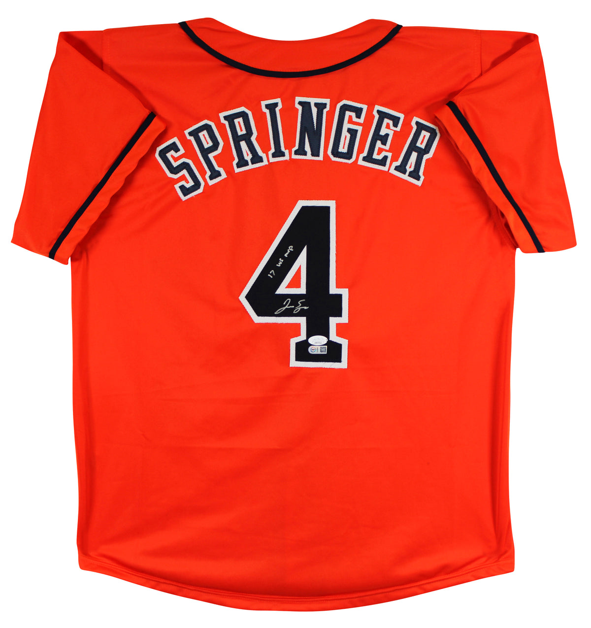 George Springer "17 WS MVP" Authentic Signed Orange Pro Style Jersey JSA