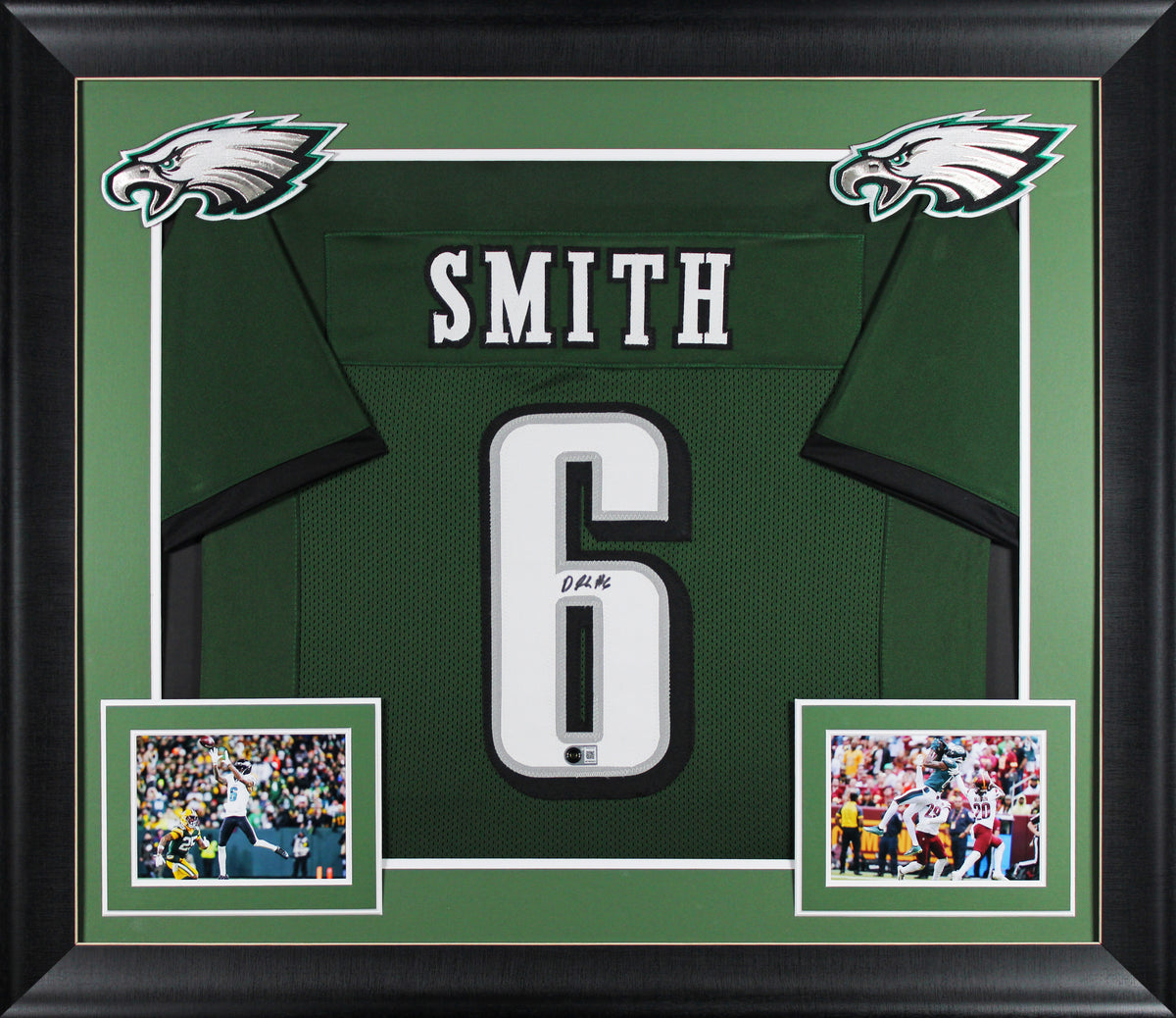 DeVonta Smith Authentic Signed Green Pro Style Framed Jersey BAS Witnessed 2