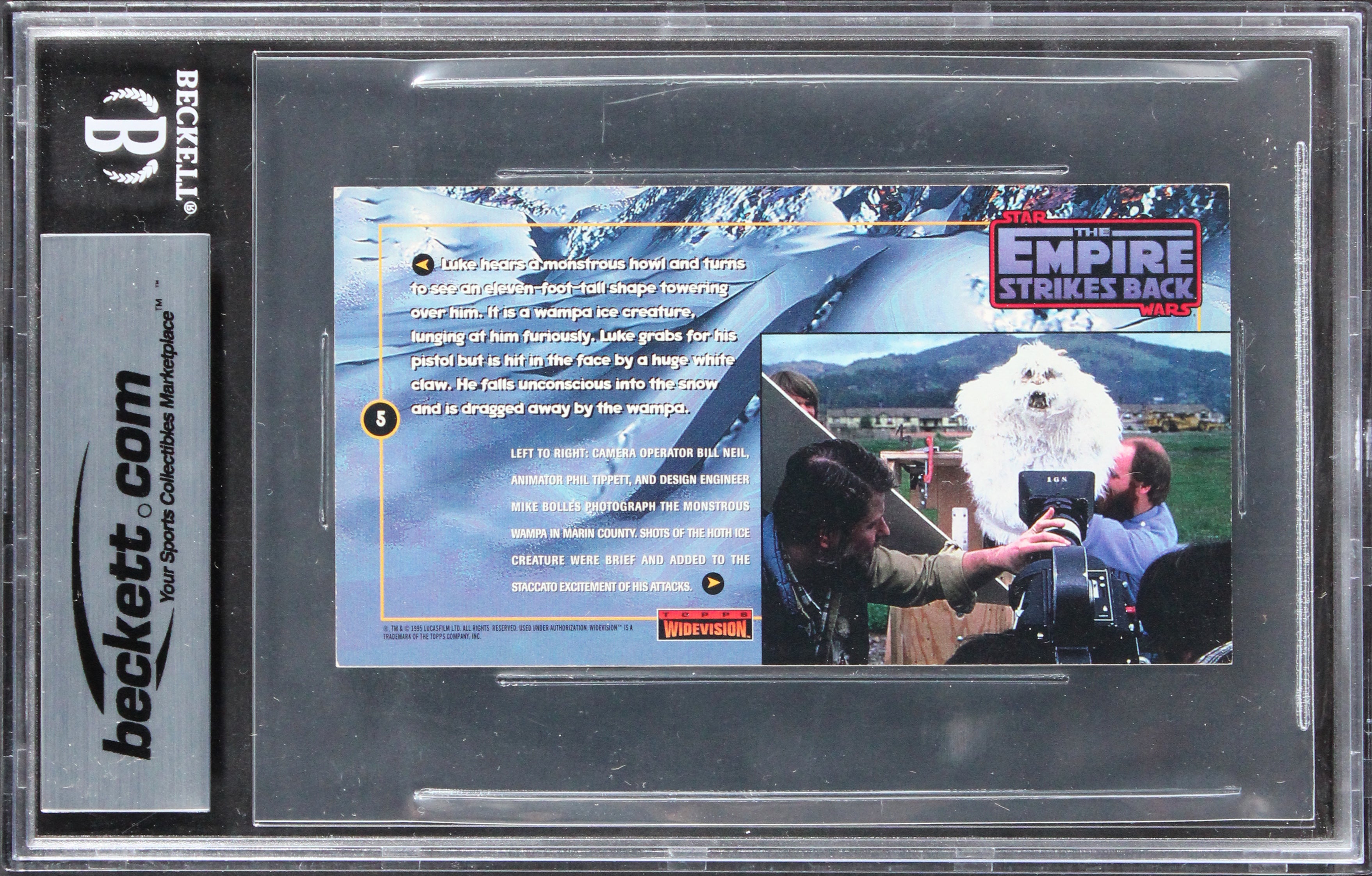 Star Wars (2) Tippett, Berg Signed 1995 ESB Widevision #5 Card Auto 10! BAS Slab