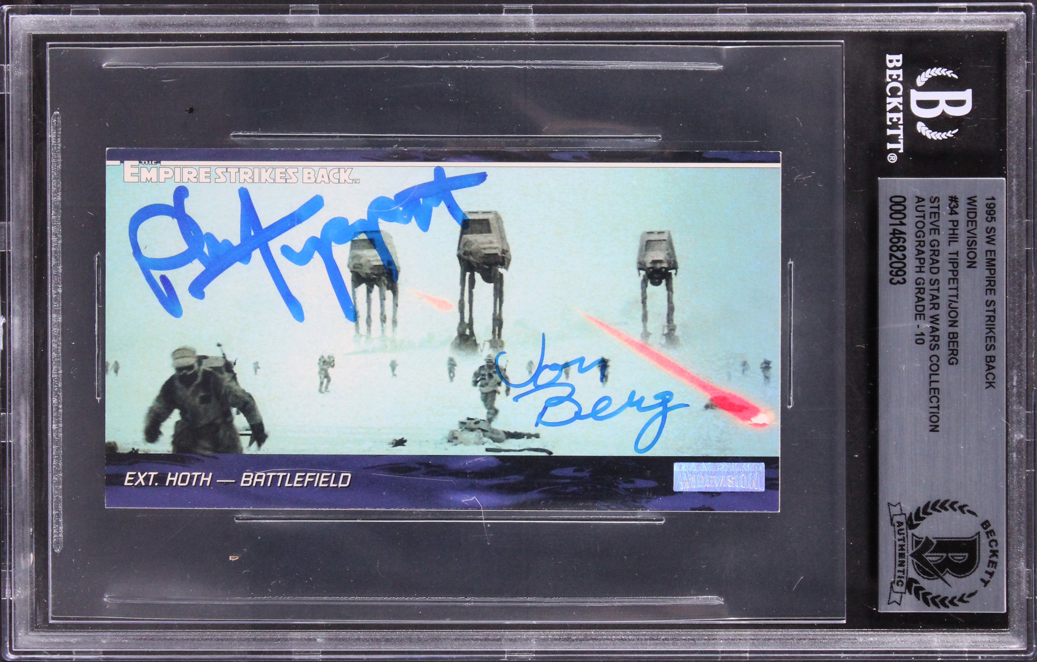 Star Wars (2) Tippet, Berg Signed 1995 ESB Widevision #34 Card Auto 10! BAS Slab