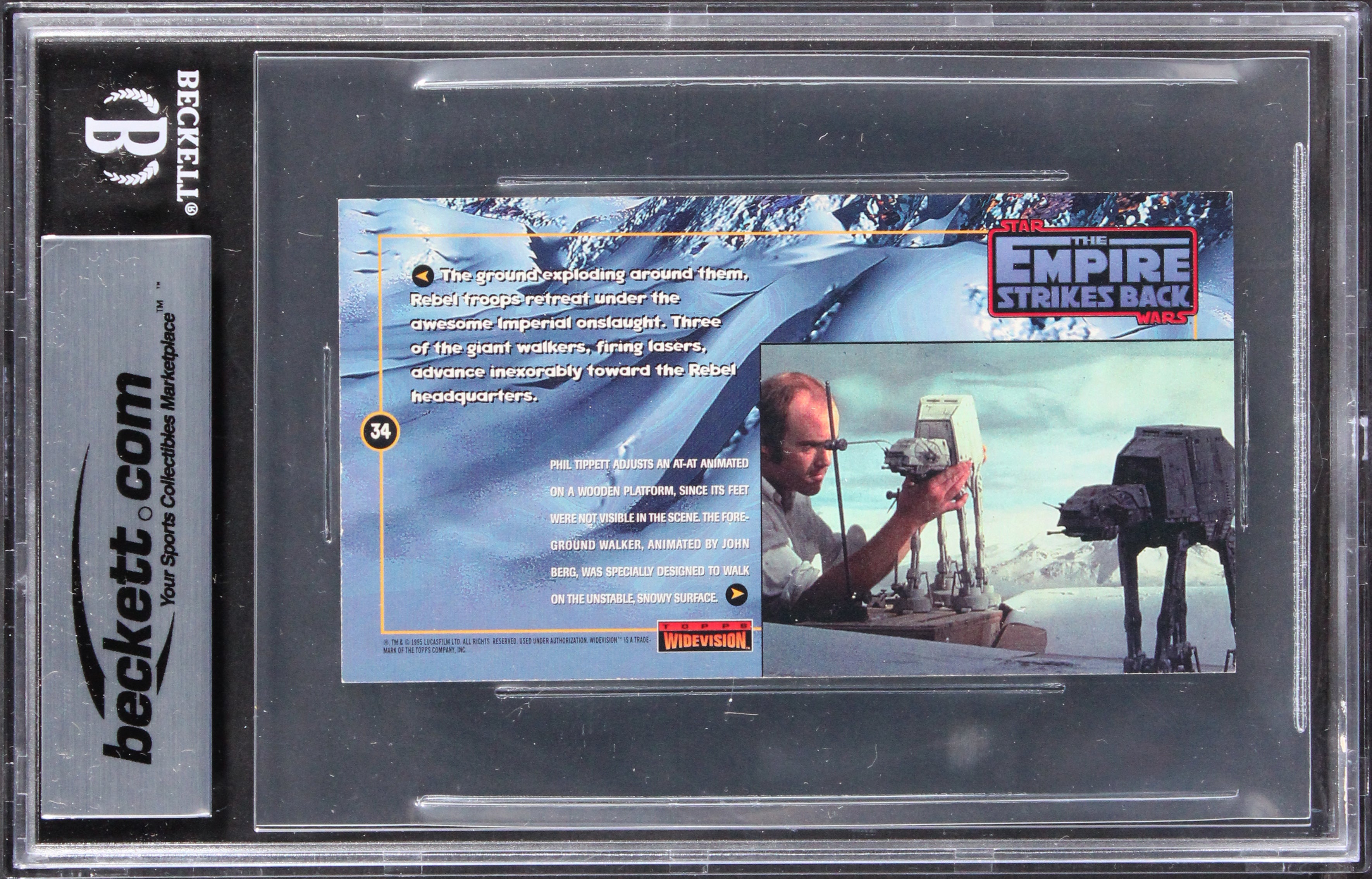 Star Wars (2) Tippet, Berg Signed 1995 ESB Widevision #34 Card Auto 10! BAS Slab