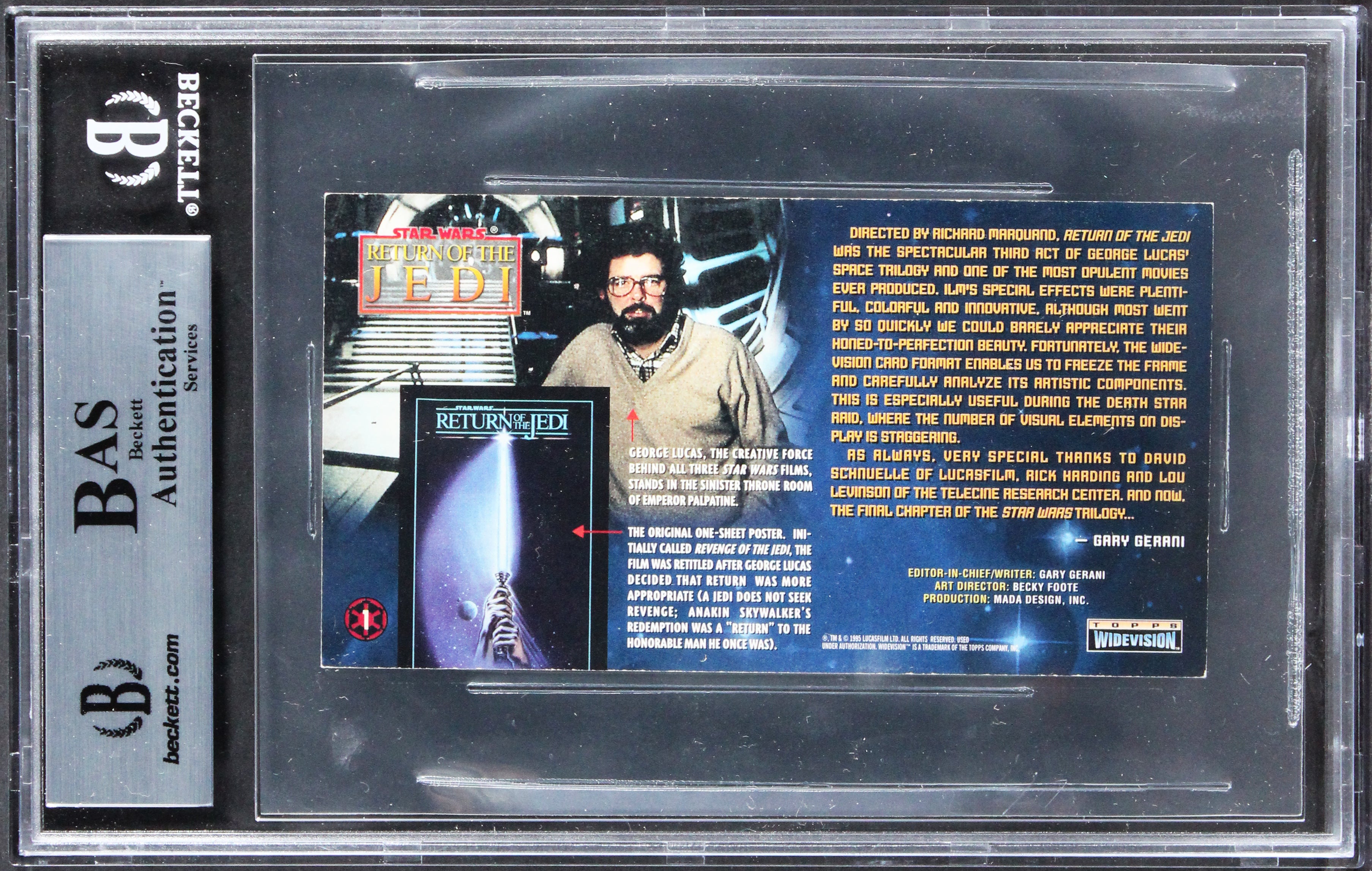 Star Wars (2) Kreysler, Tompkins Signed 1996 ROTJ Widevision #1 Card BAS Slabbed