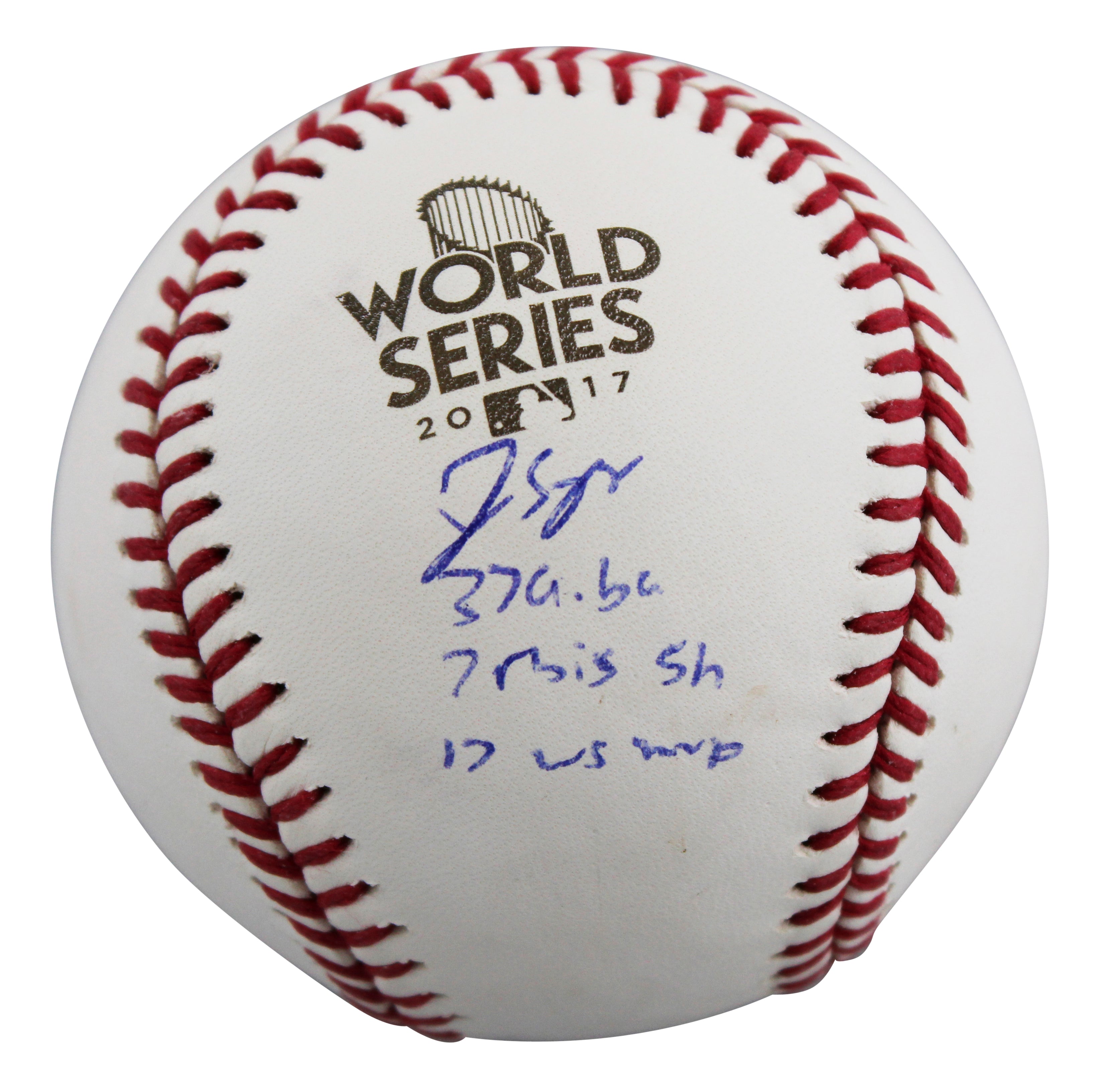 Astros George Springer "4x Insc" Signed 2017 WS Oml LE #47/50 Baseball Fanatics