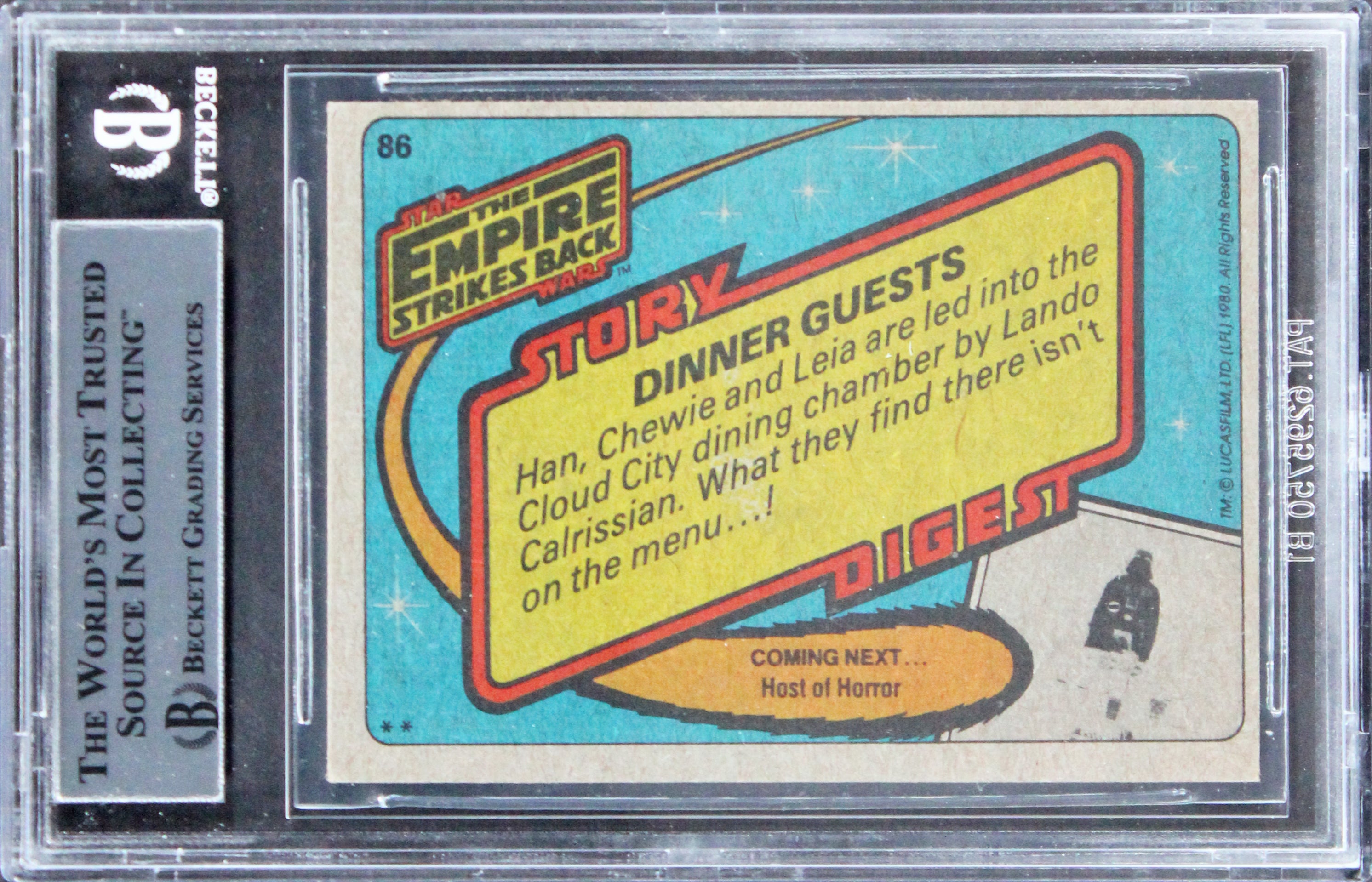 Billy Dee Williams "Lando" Signed 1980 Topps Star Wars ESB #86 Card BAS Slabbed