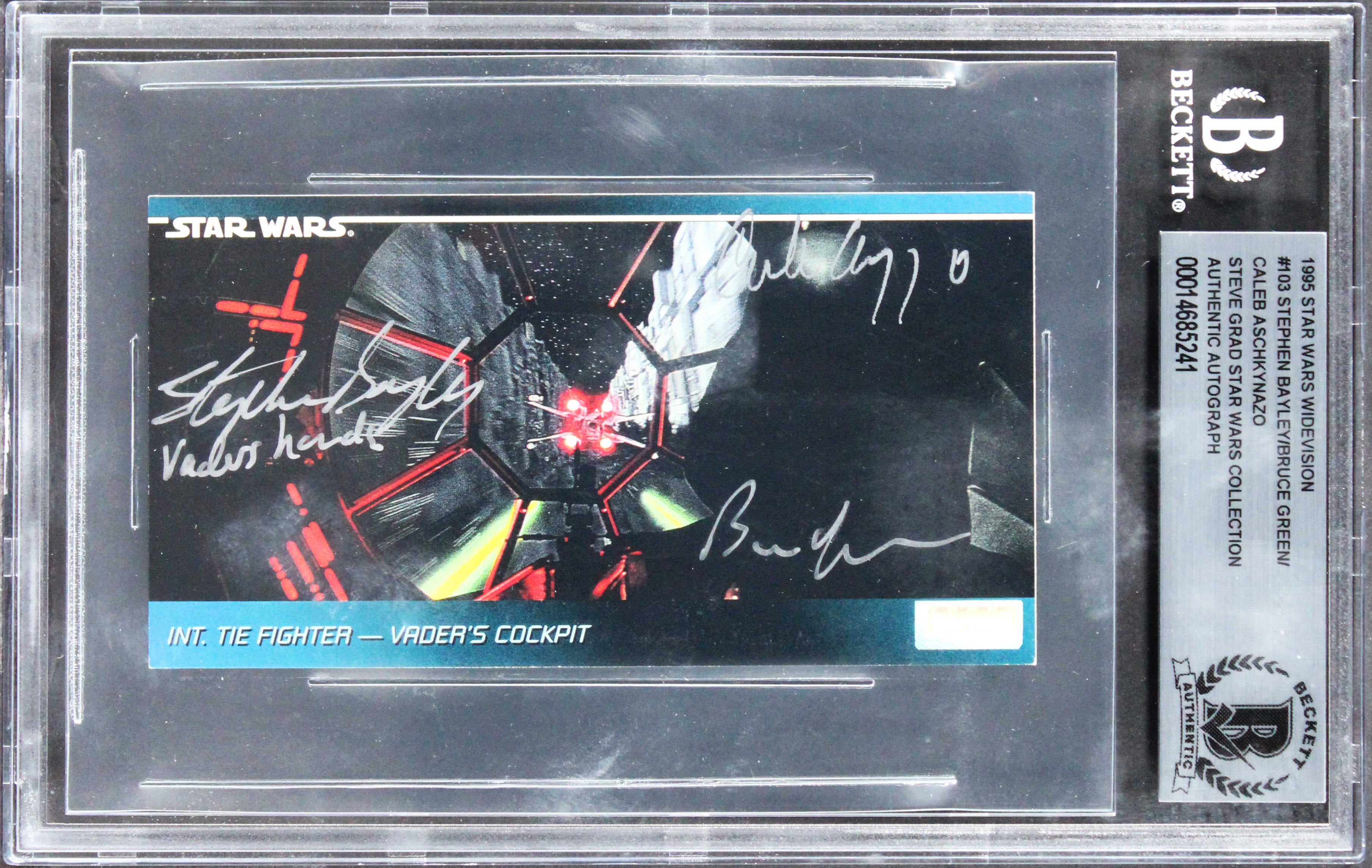 Star Wars (3) Bayley, Green +1 Signed 1995 SW Widevision #103 Card BAS Slabbed