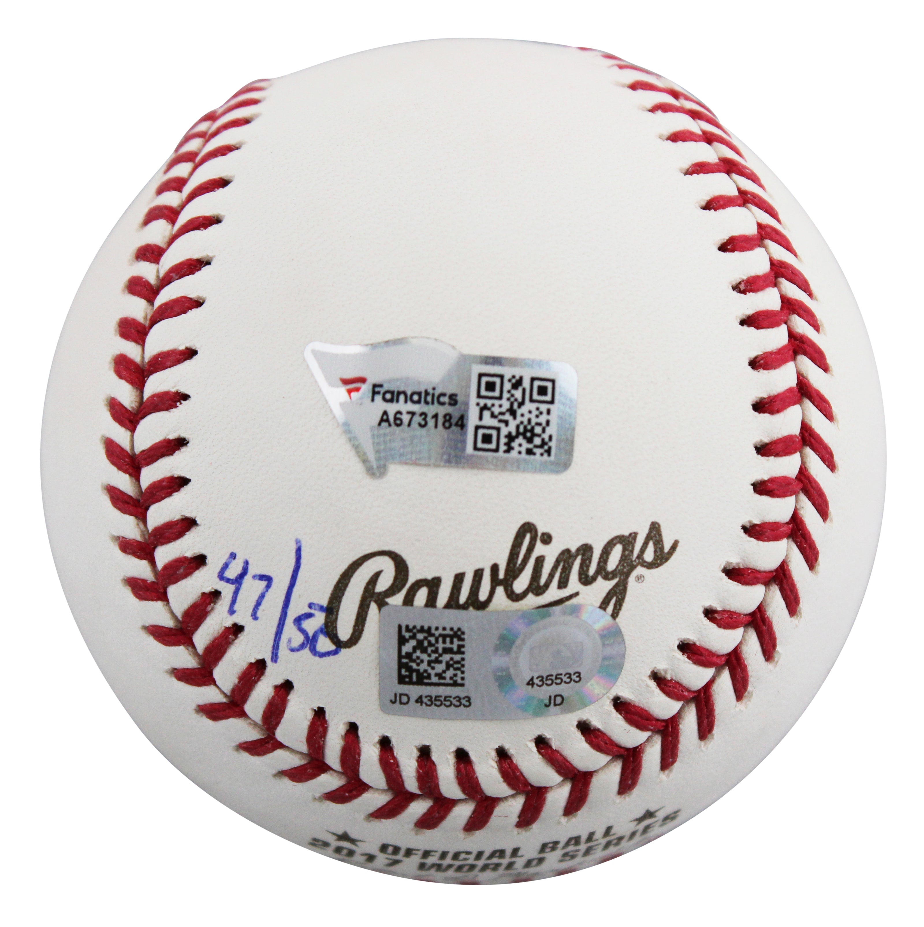 Astros George Springer "4x Insc" Signed 2017 WS Oml LE #47/50 Baseball Fanatics