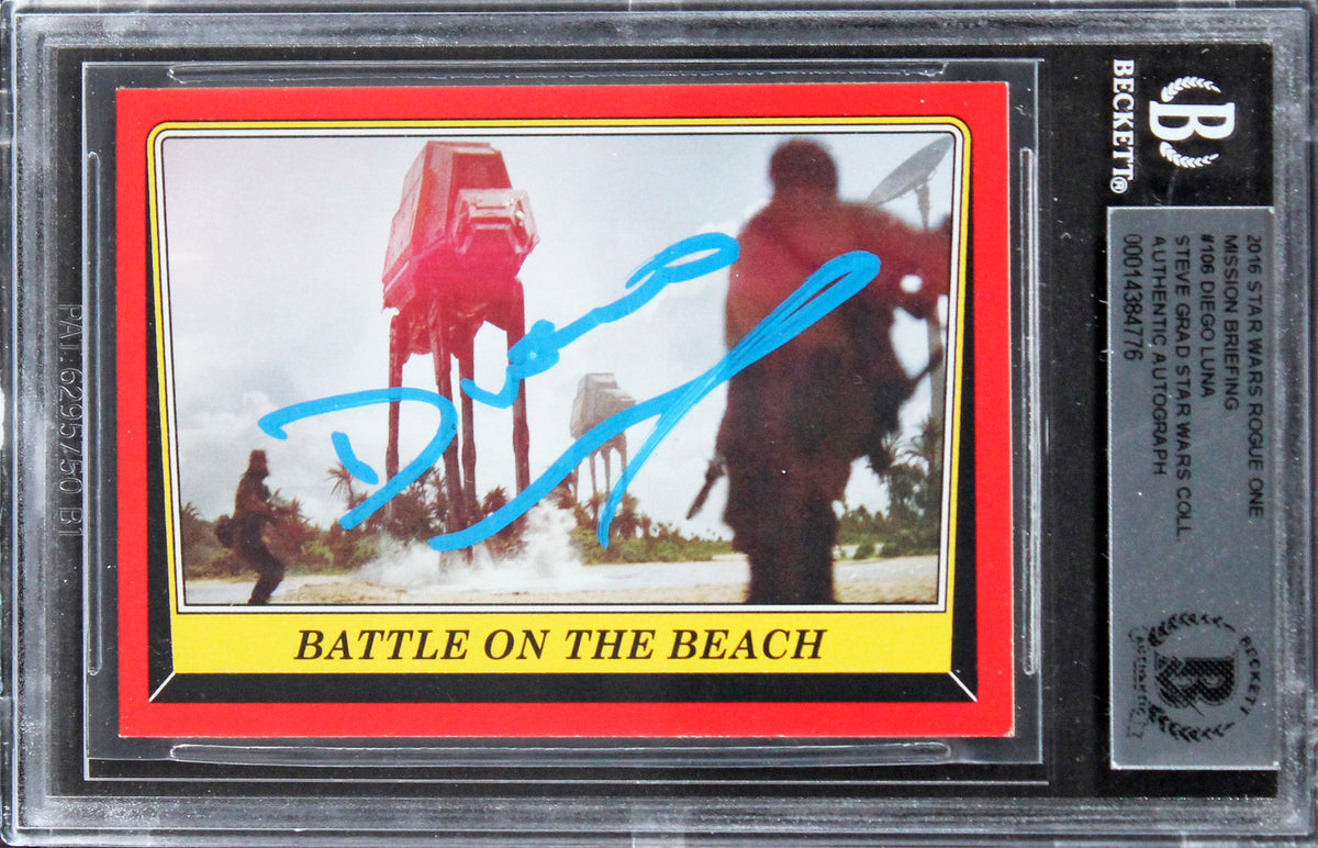 Diego Luna Signed 2016 Star Wars Rogue One Mission Briefing #106 Card BAS Slab 1